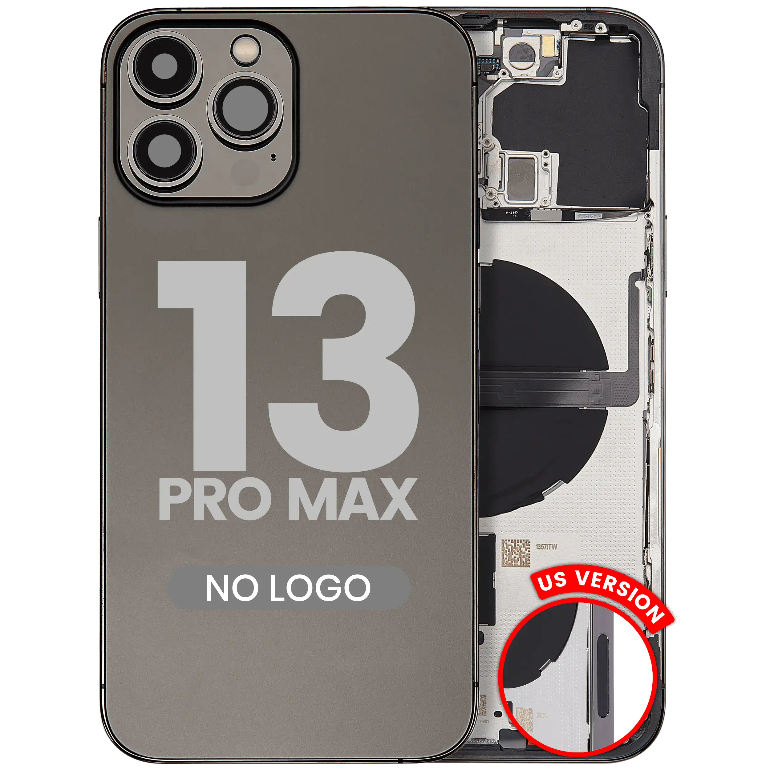 Backcover/Rahmen m. Kleinteilen f. iPhone 13 Pro Max, Graphite, Aftermarket Plus
