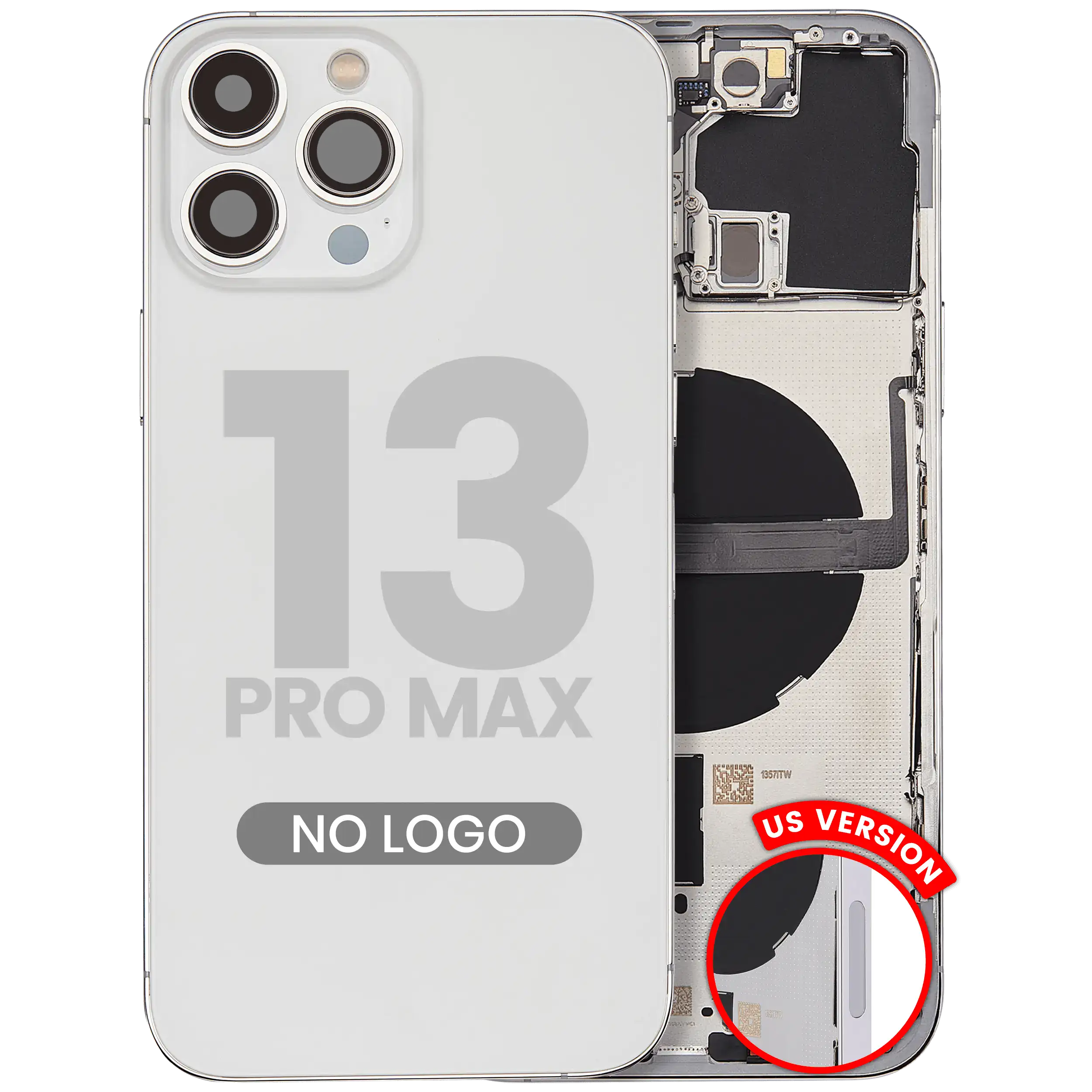 Backcover/Rahmen mit Kleinteilen für iPhone 13 Pro Max (US-Version) (Aftermarket Plus) (Silber)