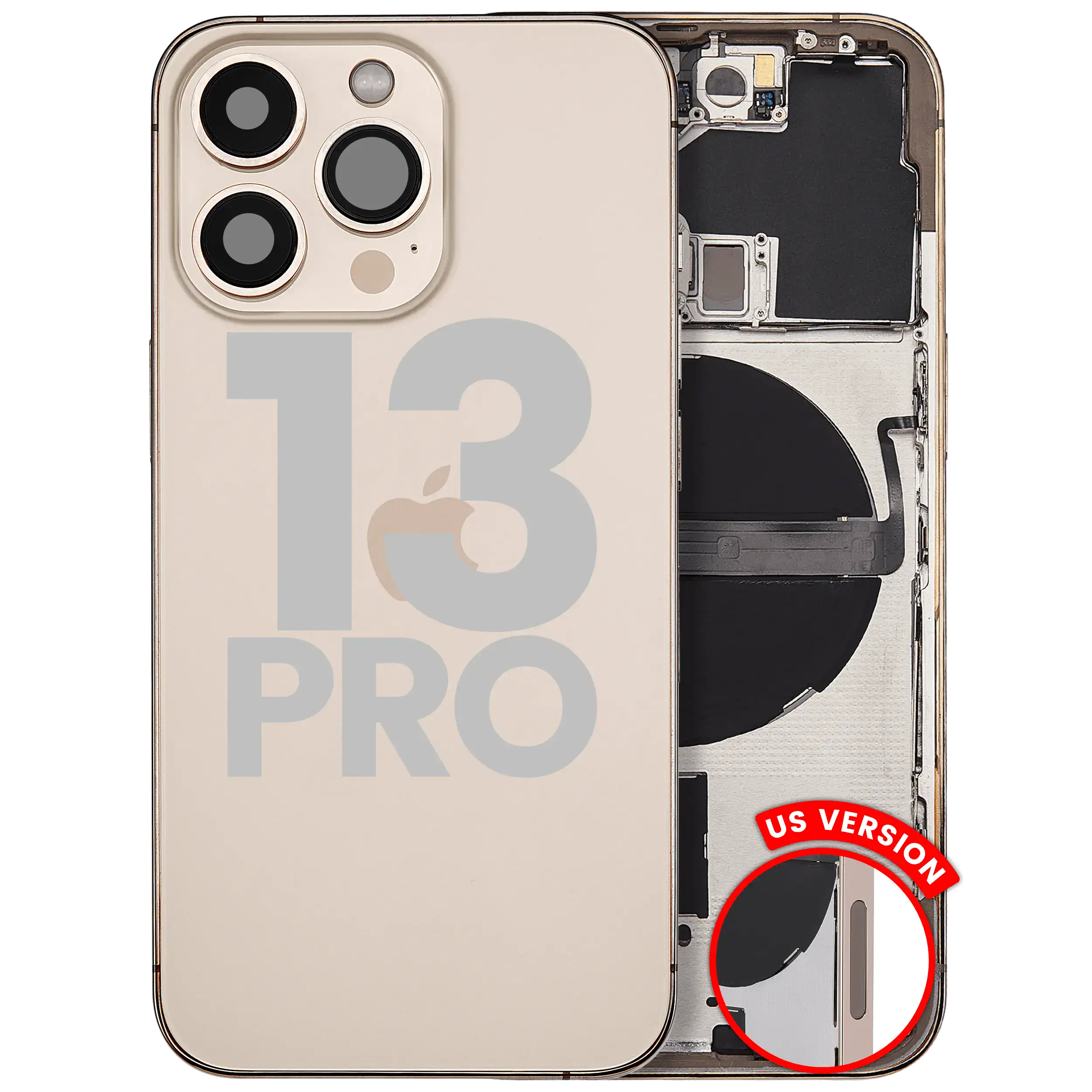 Back cover/frame with small parts for iPhone 13 Pro (US version) (used OEM removed part, Grade B) (Gold)