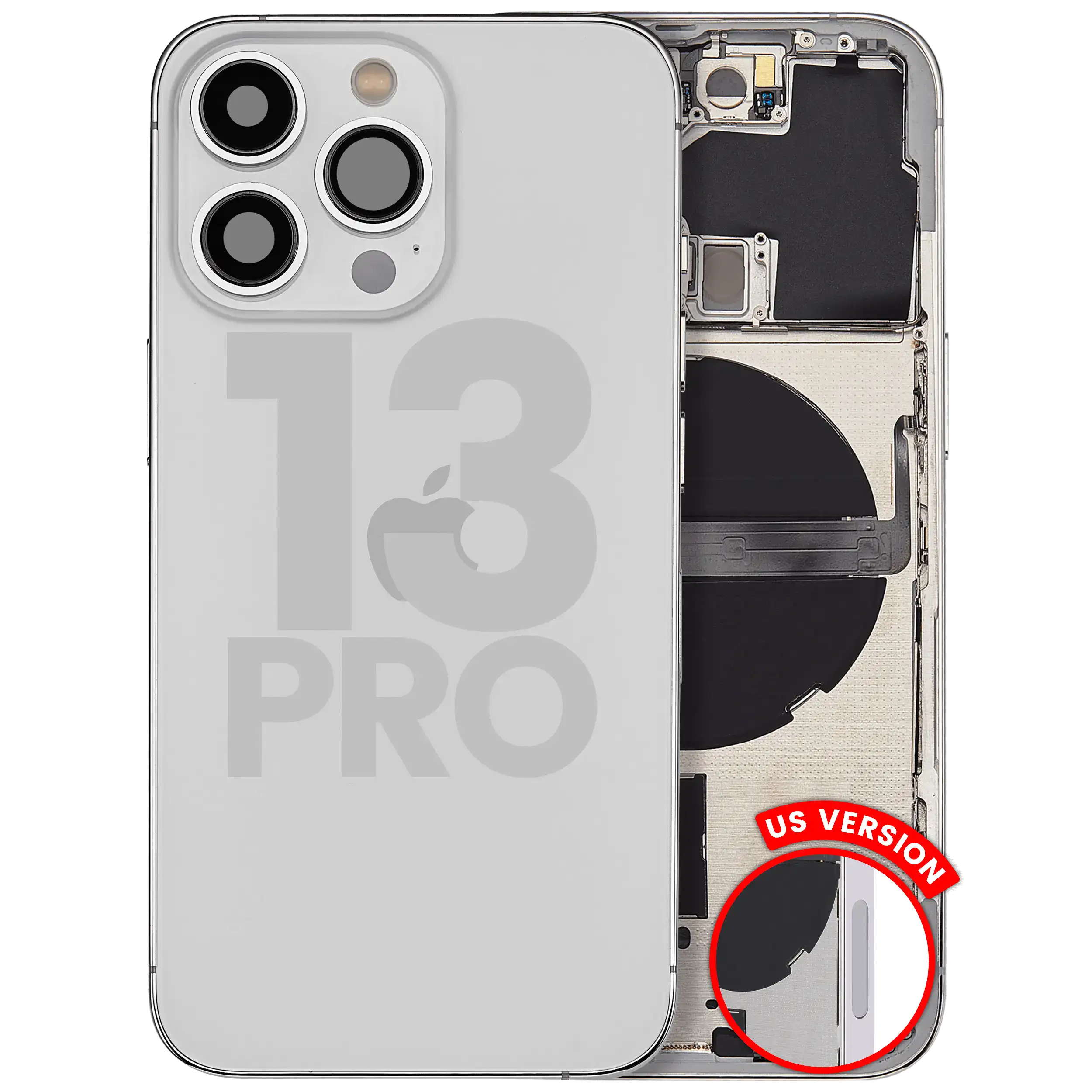 Back Cover/Frame with Small Parts for iPhone 13 Pro (US Version) (Used OEM Pull, Quality B, Silver)