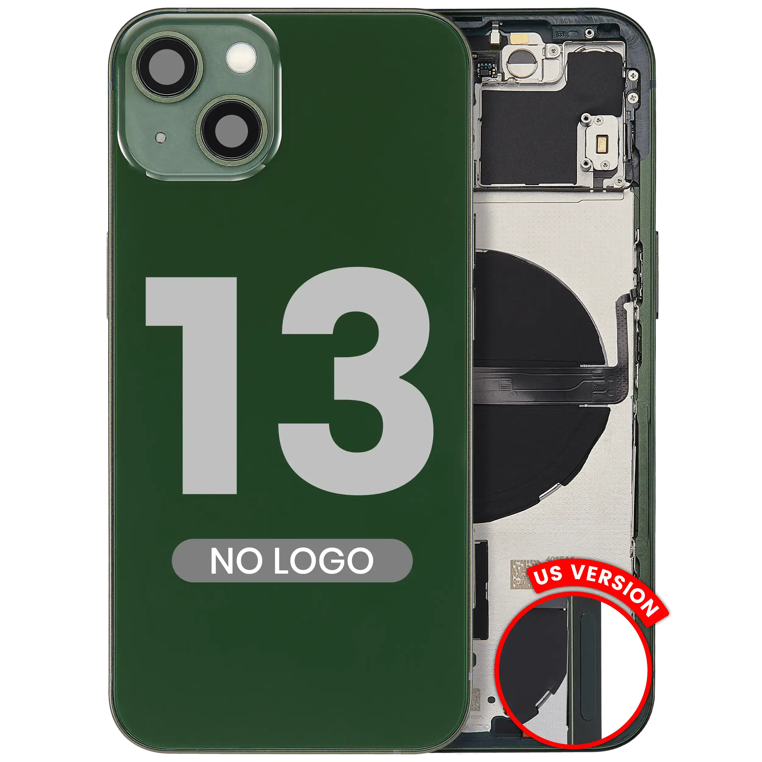 Back Housing with Small Parts for iPhone 13 (US Version) (Aftermarket Plus) (Alpine Green)