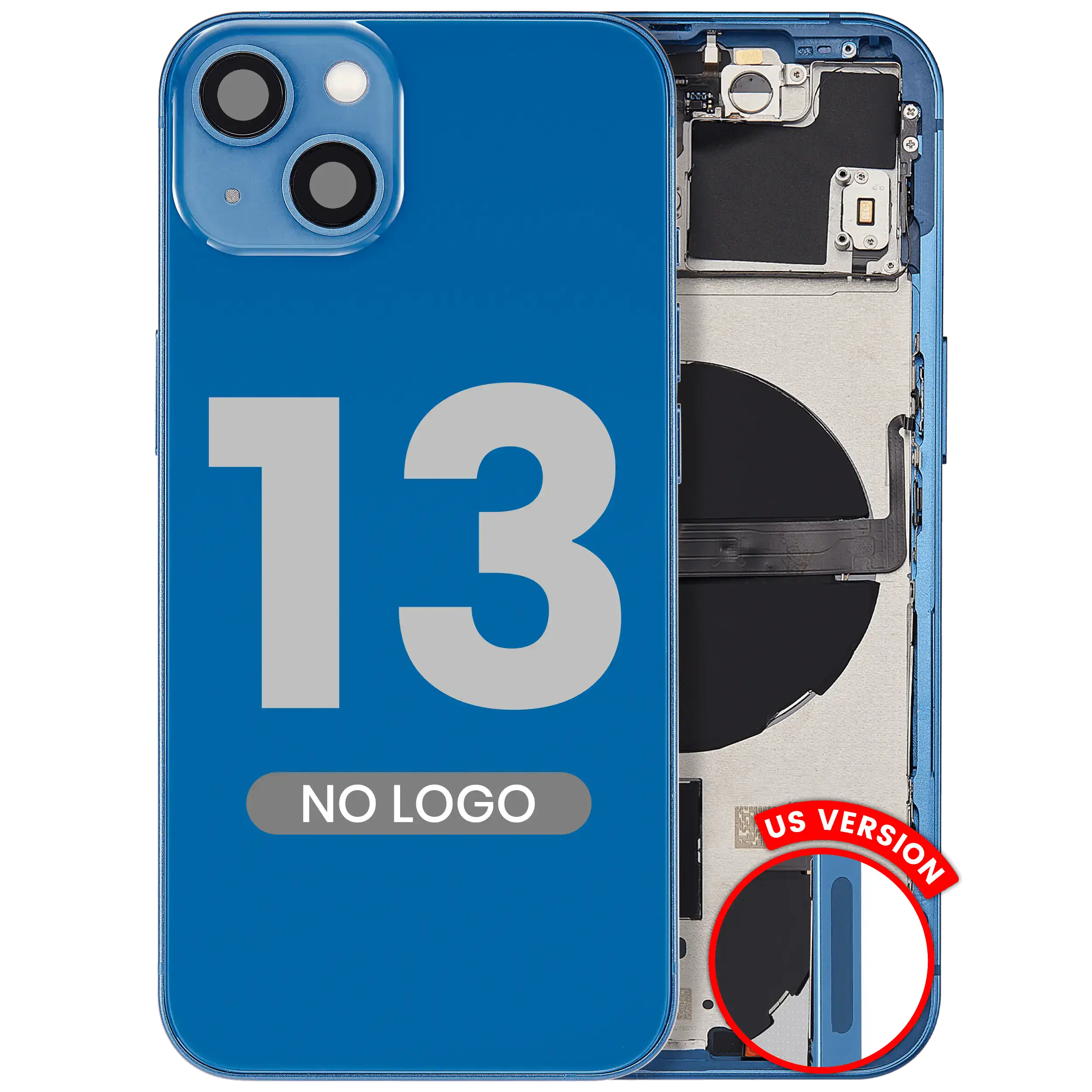 Back Cover/Frame with Small Parts for iPhone 13 (US Version) (Aftermarket Plus) (Blue)