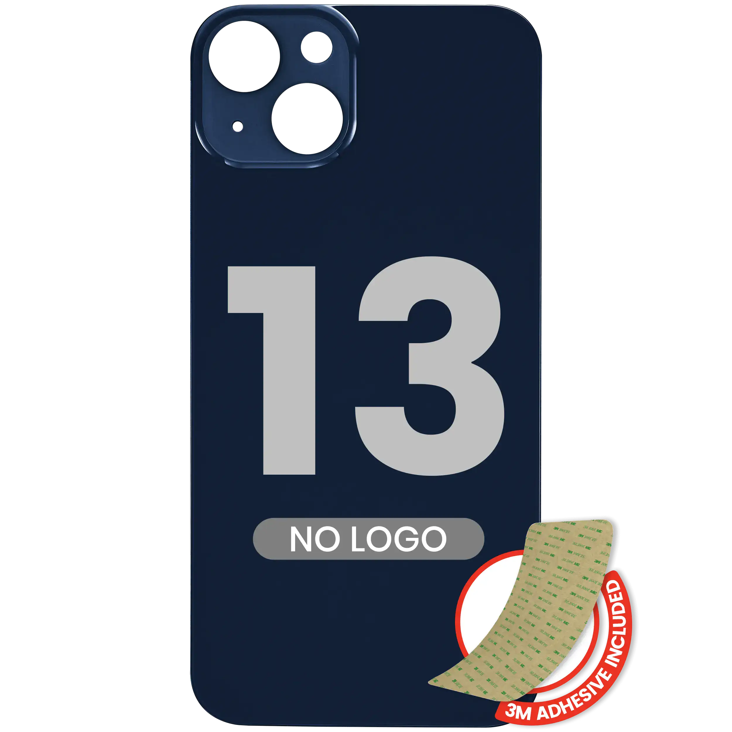 Back Cover with 3M Adhesive for iPhone 13 (No Logo / Large Camera Cutout) (Midnight)