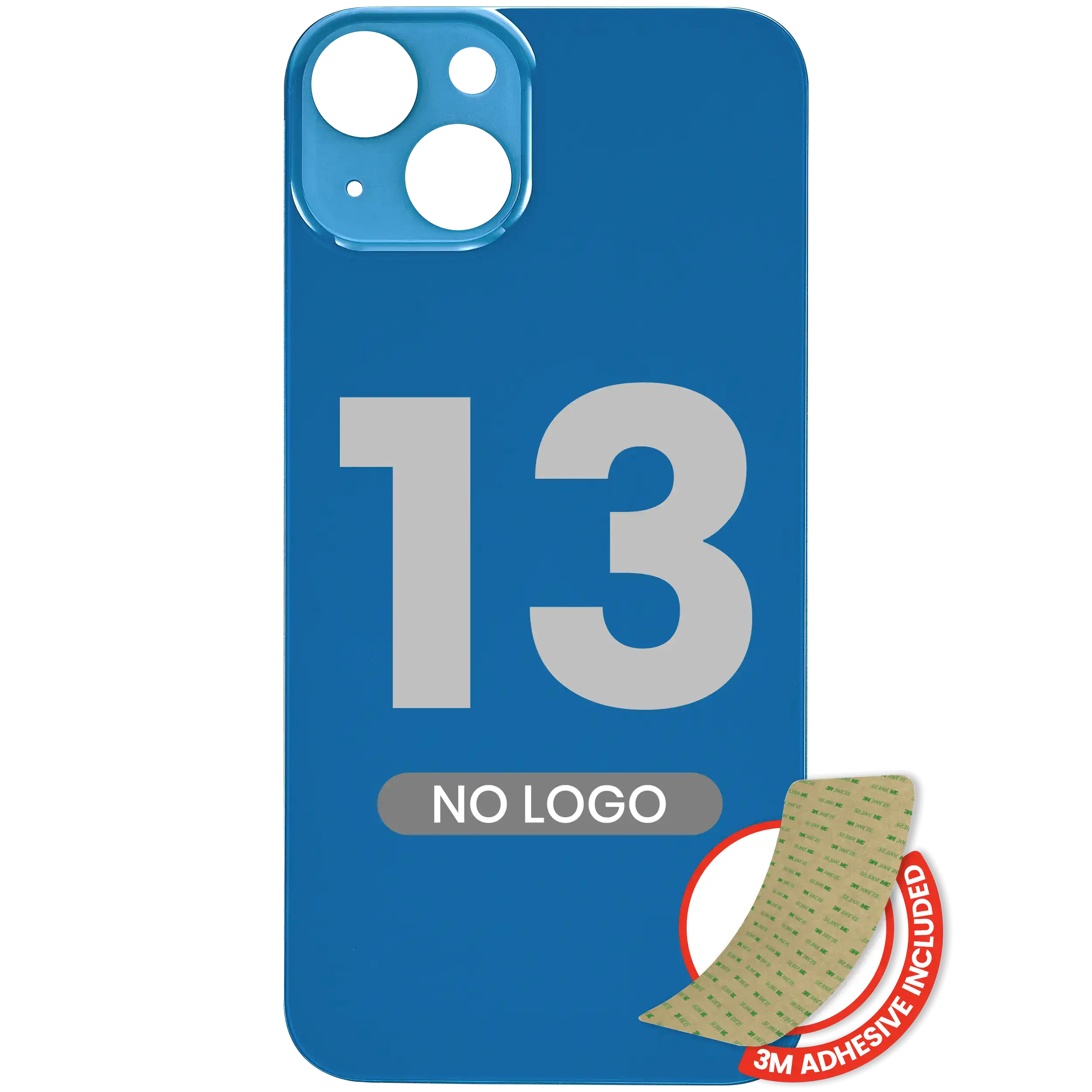 Back Cover with 3M Adhesive for iPhone 13 (No Logo / Large Camera Hole) (Blue)