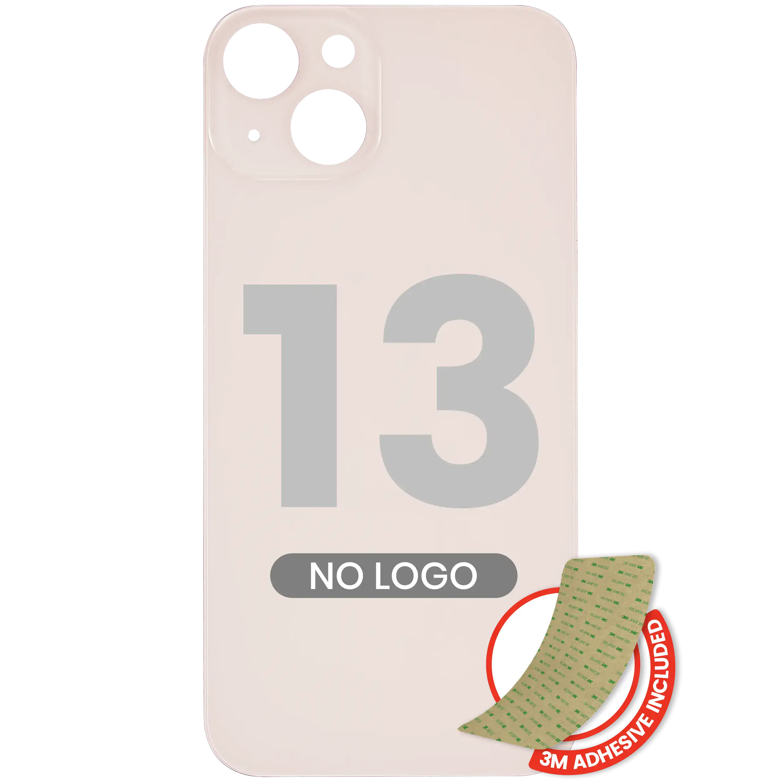 Back Cover with 3M Adhesive for iPhone 13 (No Logo / Large Camera Cutout) (Pink)