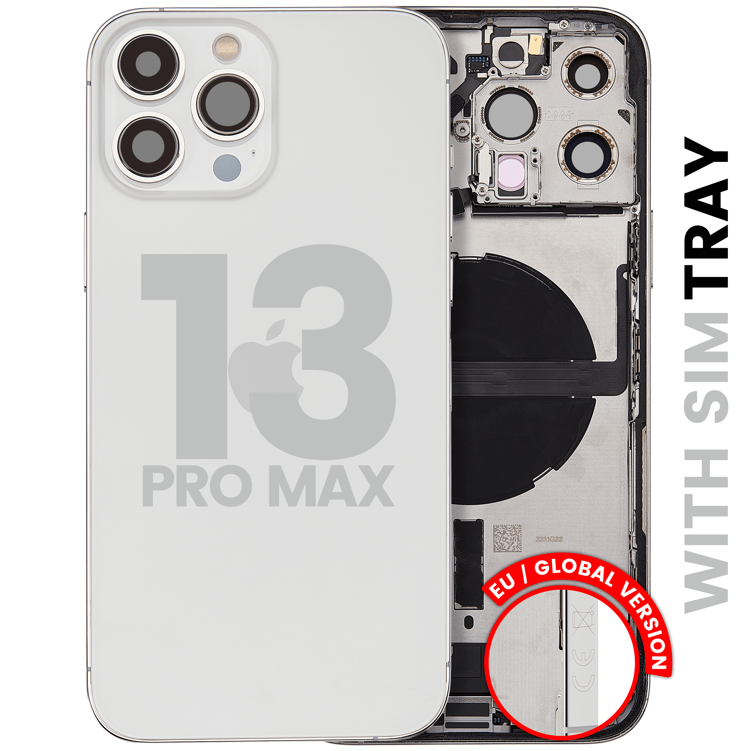 Original Apple-Ausbau A gebraucht – iPhone 13 Pro Max EU Backcover/Rahmen Silber