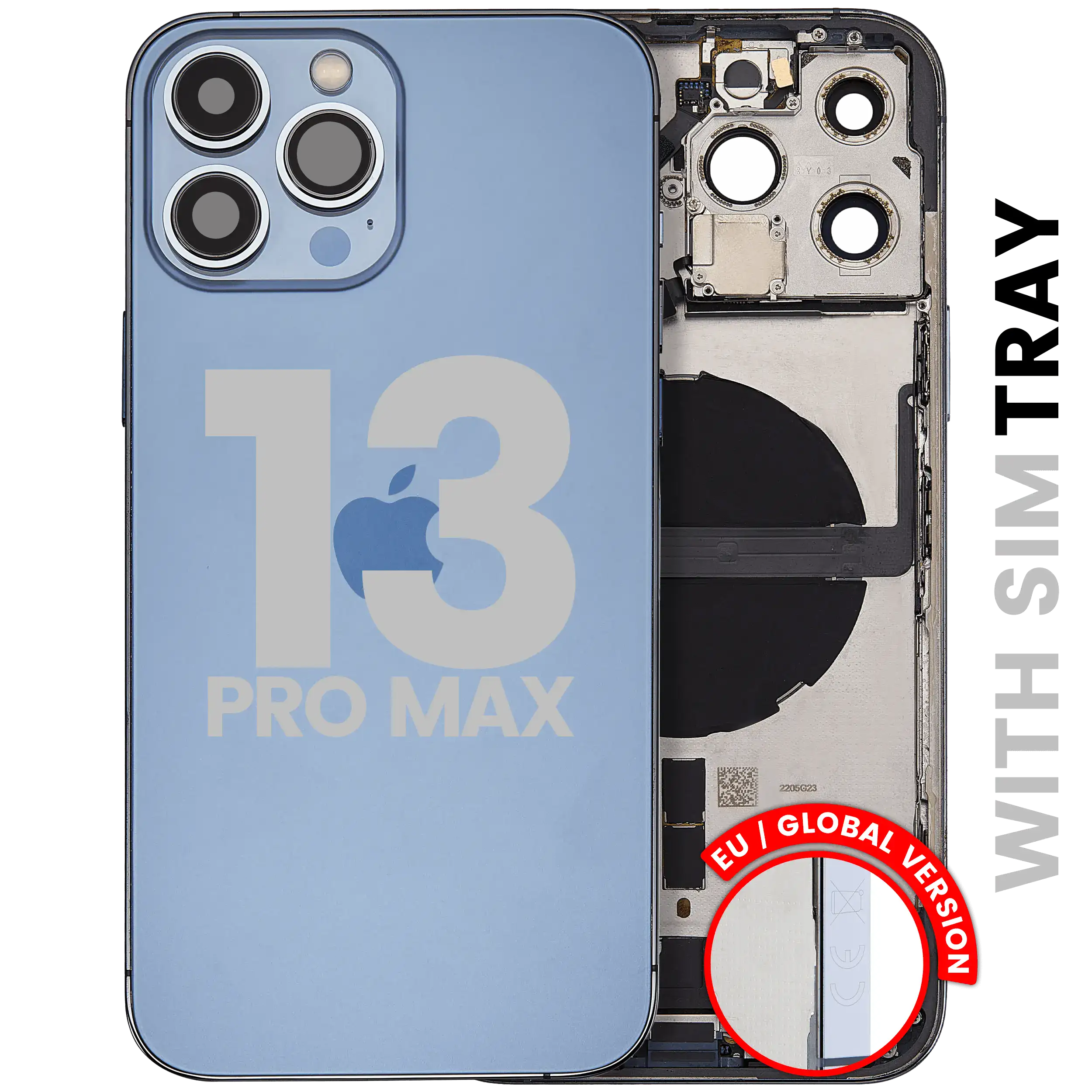 Backcover/Rahmen m. Ladebuchse f. iPhone 13 Pro Max Sierra Blau OEM Pull C