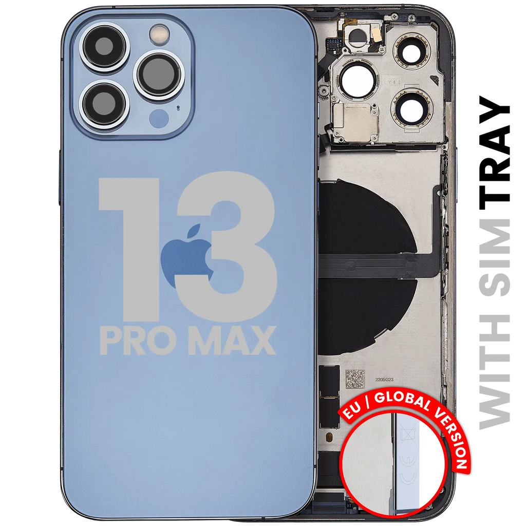 Back Cover/Frame with Charging Port Flex and Small Parts for iPhone 13 Pro Max (EU/Global Version) (Used OEM Part, Grade C) (Sierra Blue)