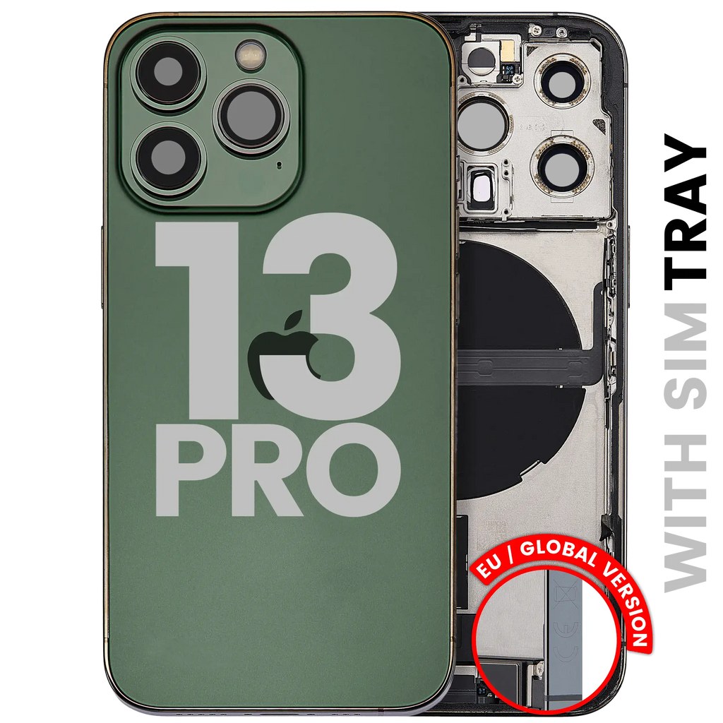 Back Cover/Frame with Charging Port Flex and Small Parts for iPhone 13 Pro (EU/Global Version) – Used OEM Pulled, Grade B, Alpine Green