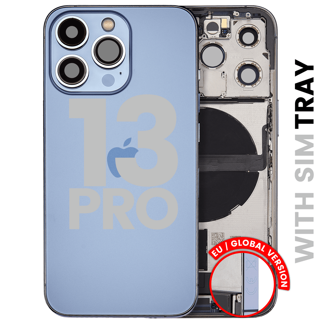 Back Cover/Frame with Charging Port Flex & Small Parts for iPhone 13 Pro (EU/Global Version) – Sierra Blue (Quality B, OEM Removal)