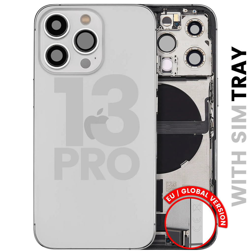 Back Cover/Frame with Charging Port Flex and Small Parts for iPhone 13 Pro (EU/Global Version) (Used OEM Pull, Grade B) (Silver)