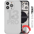 Backcover/Rahmen mit Ladebuchse-Flexkabel und Kleinteilen für iPhone 13 Pro (EU/Global Version) (Gebrauchtes OEM Pull: Grade C) (Silber)