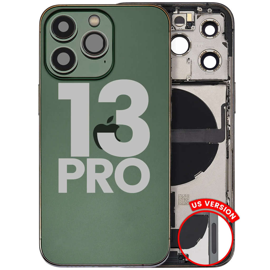 Back Cover/Frame with Charging Port Flex and Small Parts for iPhone 13 Pro (US Version) (Used OEM Pull, B Quality) (Alpine Green)