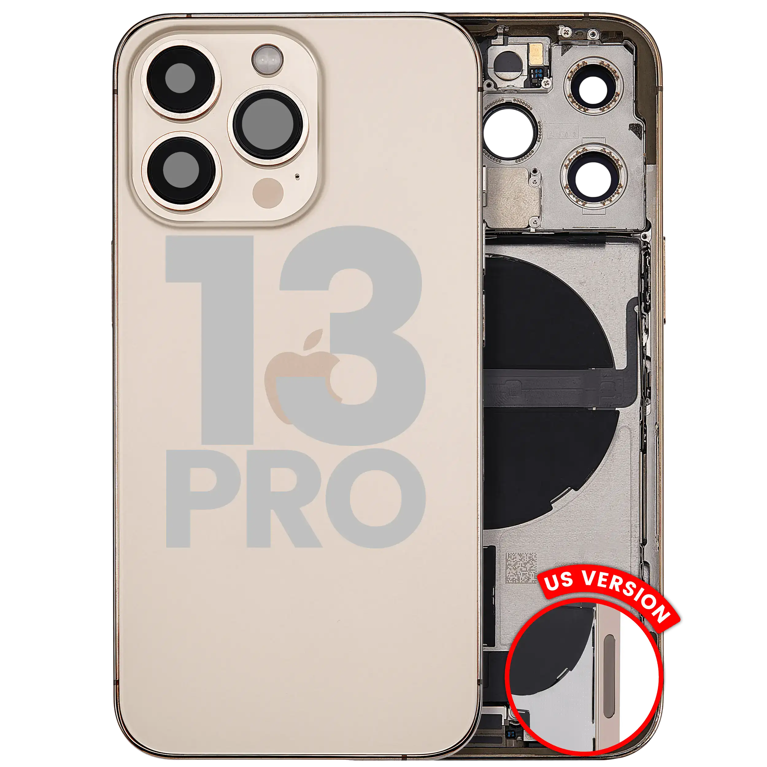 Backcover/Rahmen m. Ladebuchse Flex+Kleinteile f. iPhone 13 Pro Gold(OEM B)
