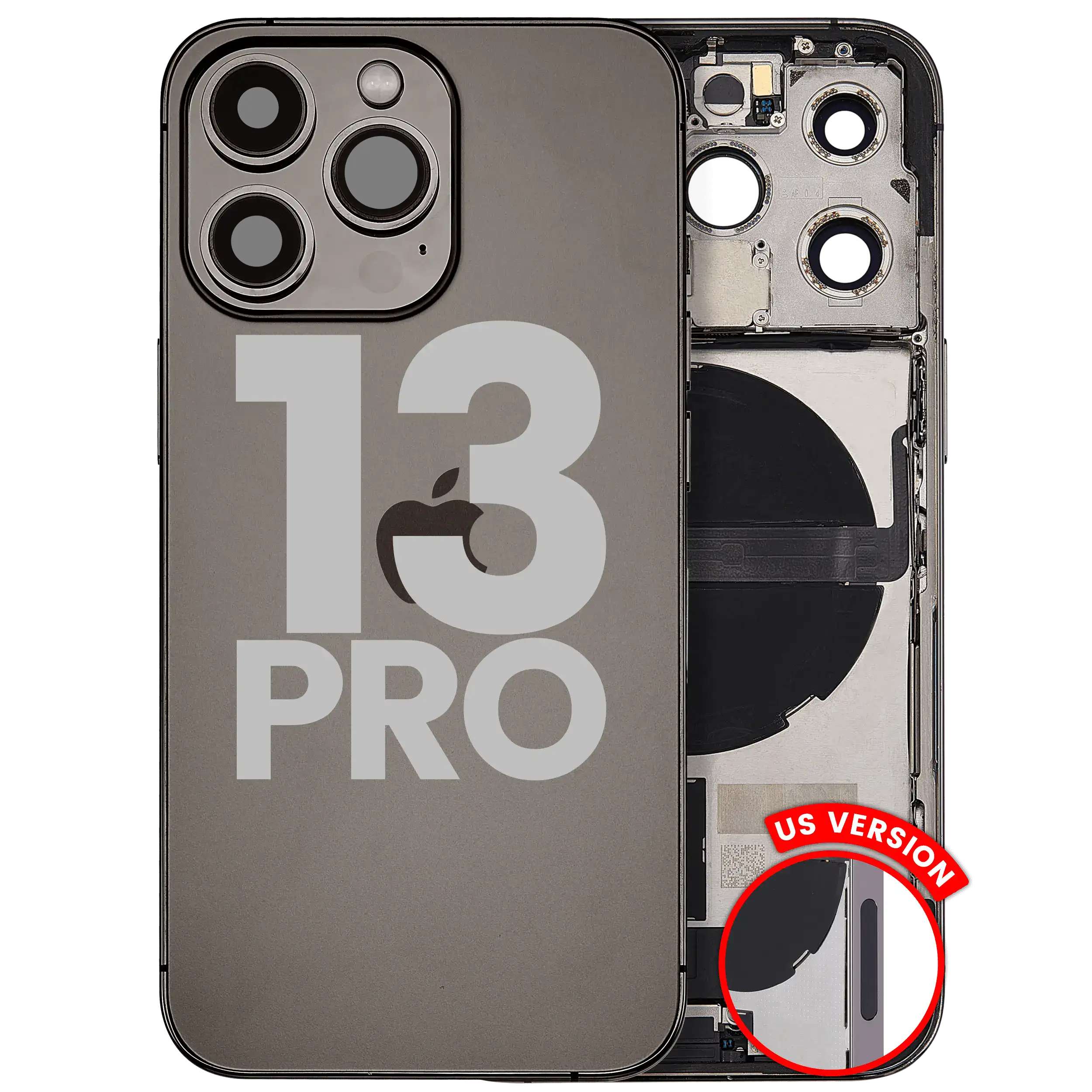 Backcover/Rahmen mit Ladebuchse-Flex für iPhone 13 Pro US Graphite OEM B