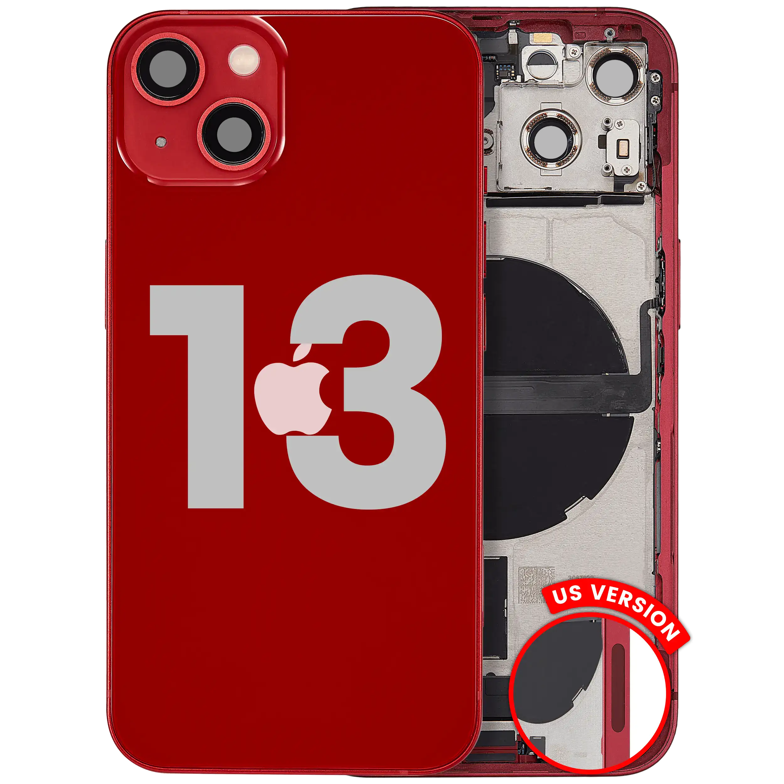Original Apple-Ausbau B gebraucht – iPhone 13 US Version Backcover/Rahmen Rot