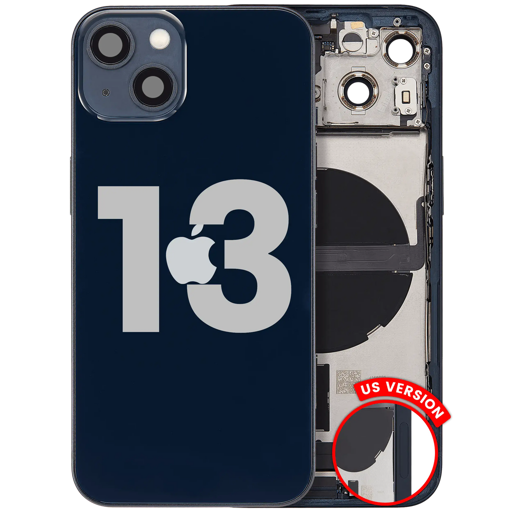 Back Cover/Frame with Charging Port Flex Cable and Small Parts for iPhone 13 (US Version) (Used OEM Pull, C Quality) (Midnight)