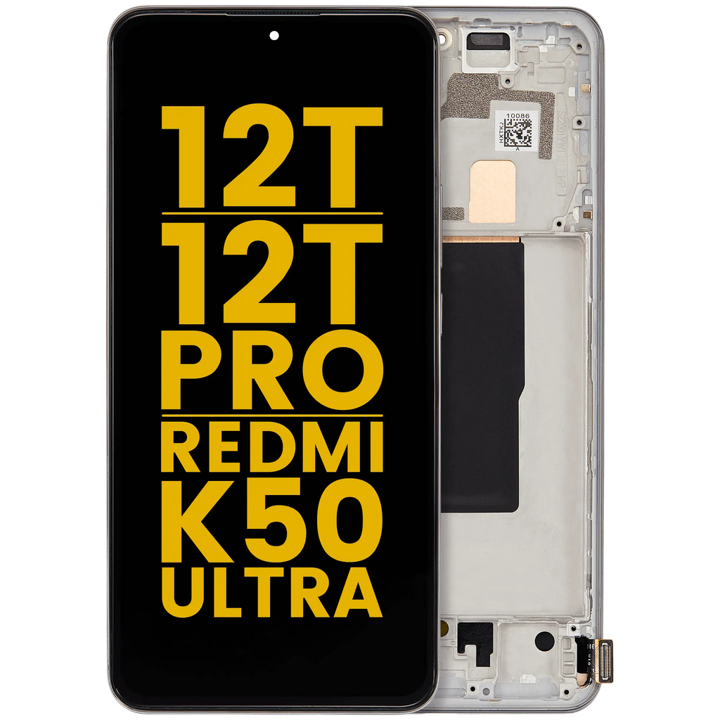 OLED Display with Frame for Xiaomi 12T / 12T Pro / Redmi K50 Ultra (Refurbished) (Silver)