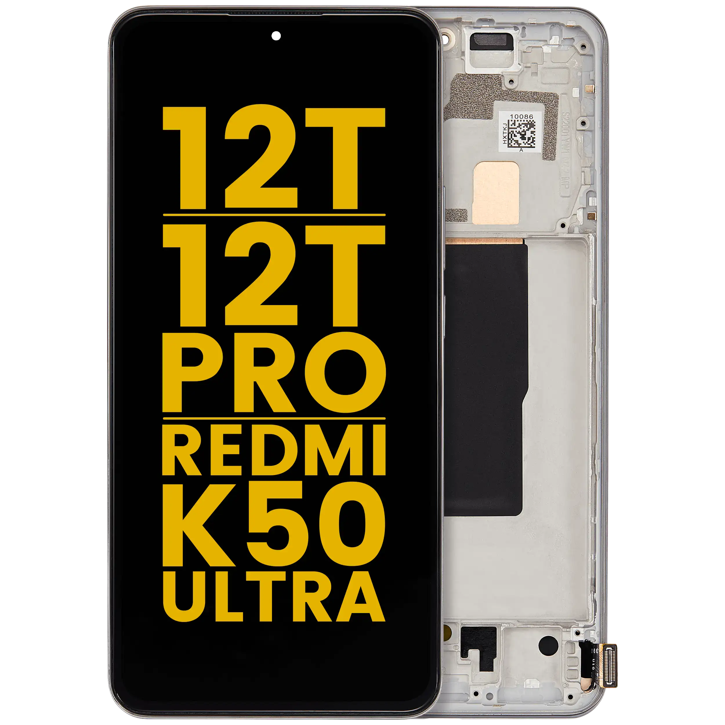 OLED Display with Frame for Xiaomi 12T / 12T Pro / Redmi K50 Ultra (Refurbished) (Silver)