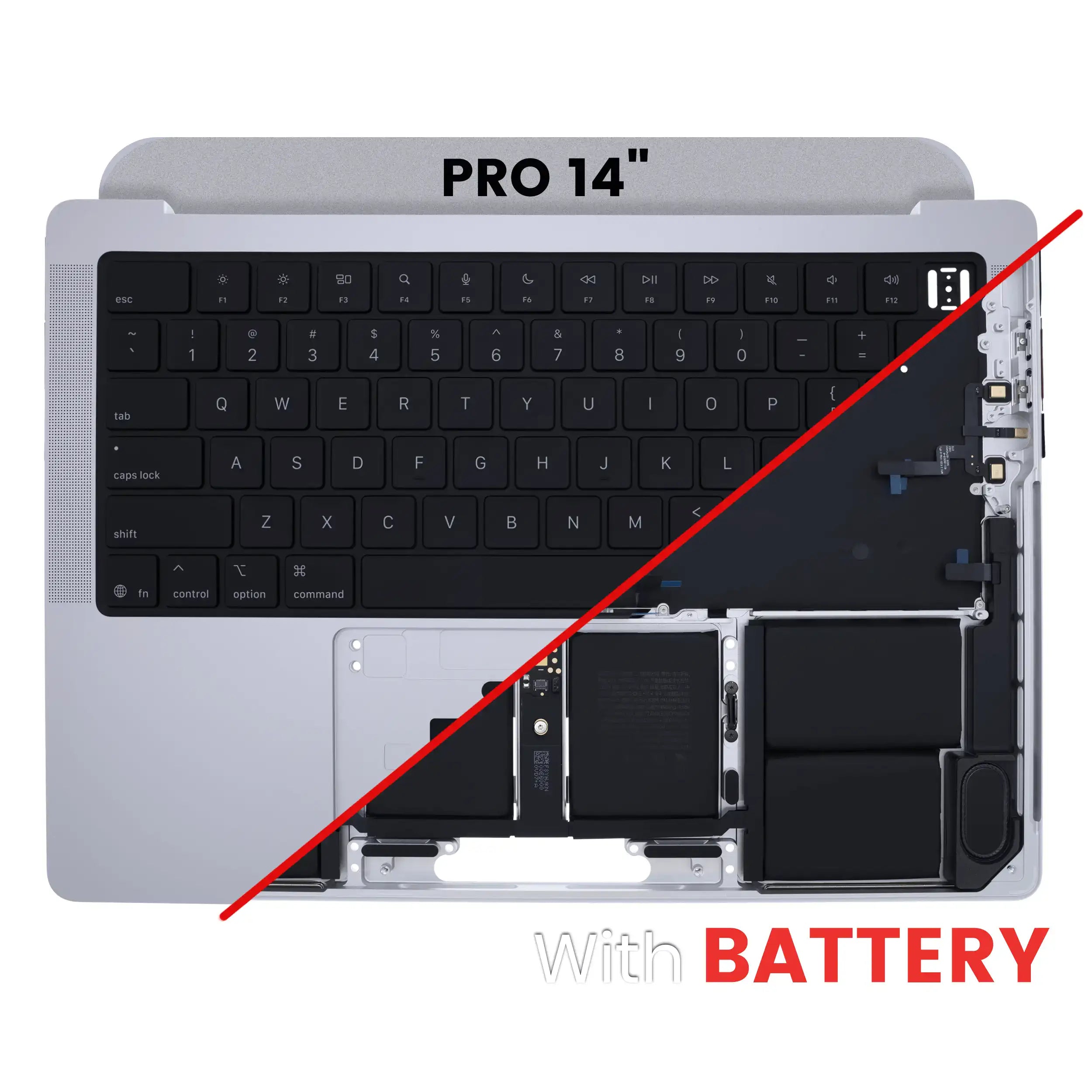 Top Case mit Akku (ANSI) für MacBook Pro 14" A3434 (2025) (Original OEM) (Silber)