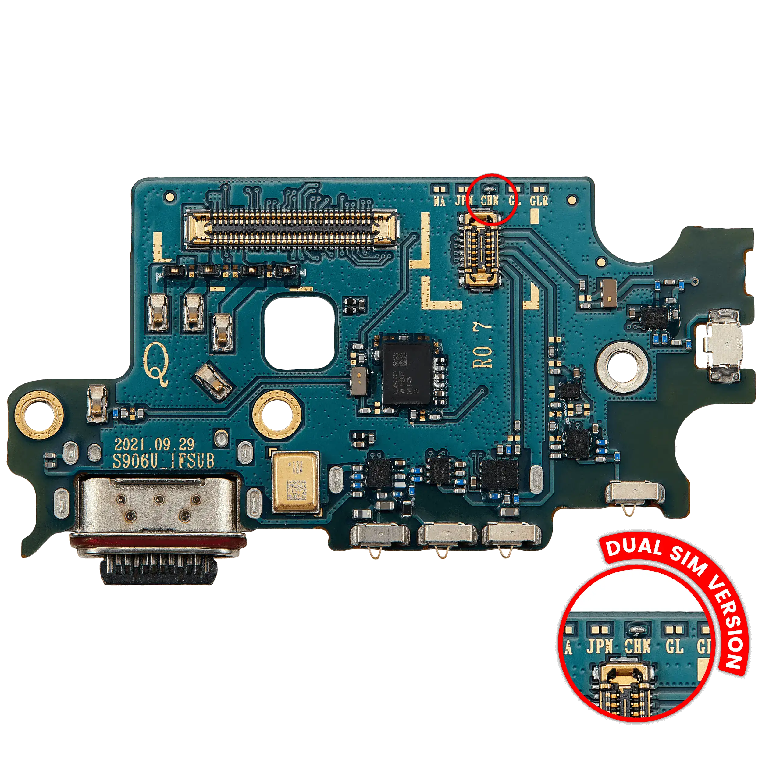 Charging Port Board with SIM Card Reader for Samsung Galaxy S22 Plus 5G (S9060) Dual-SIM Version (Premium)