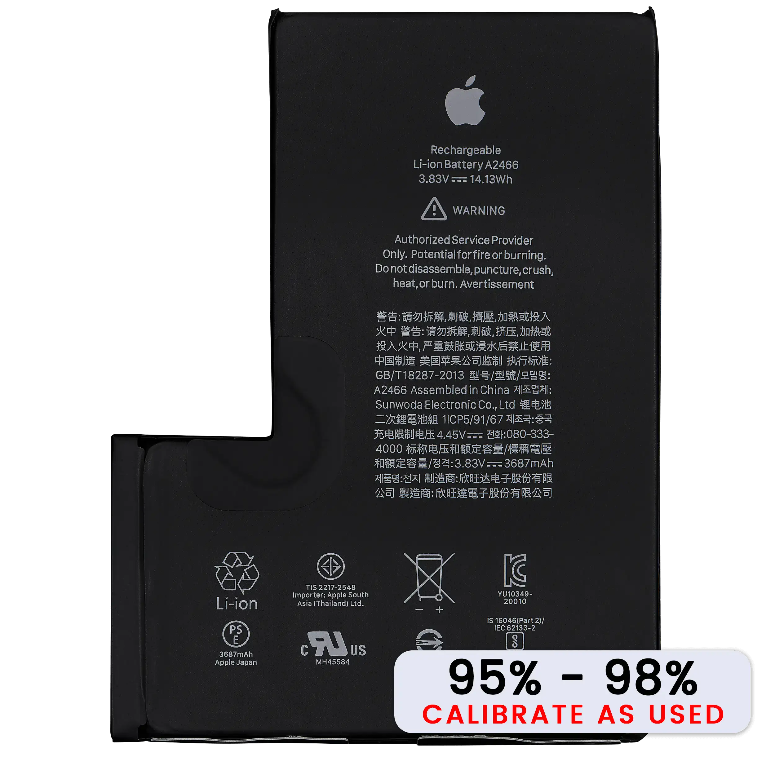 Ersatzbatterie für iPhone 12 Pro Max (gebrauchter OEM-Ausbau, Qualität B / SOH 95% bis 98%)