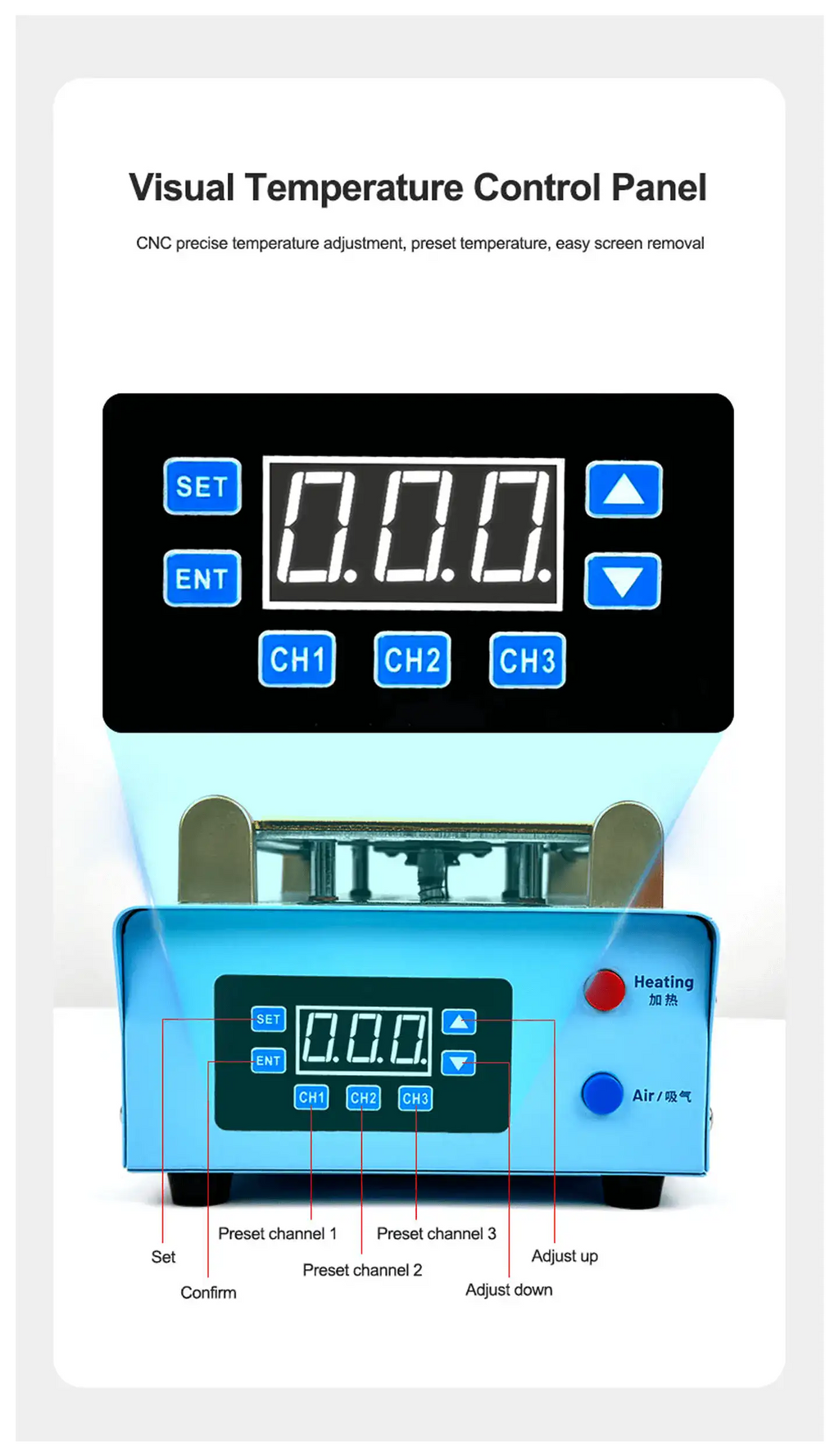 Sunshine S-918K LCD Separator Machine with Built-in Vacuum Pump, 8.5 Inch, 110V