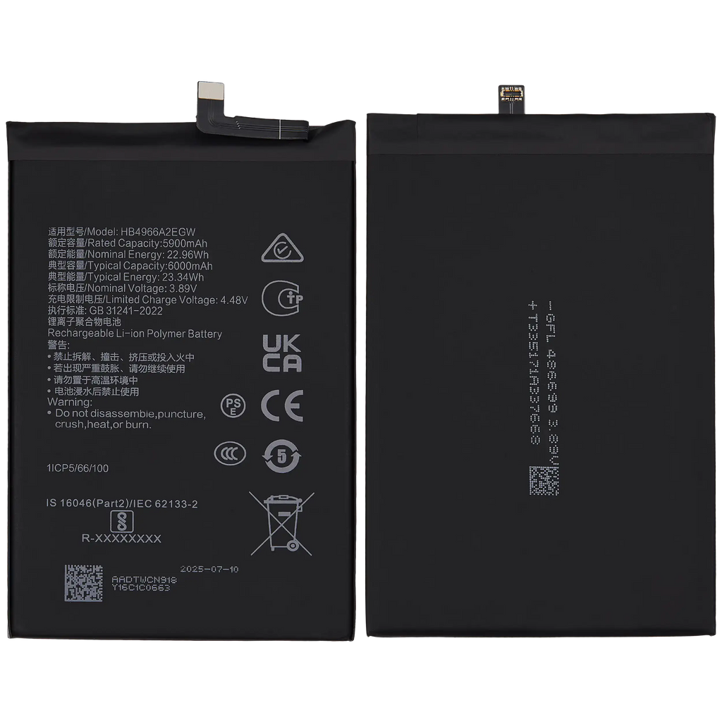 Replacement battery for Honor X7B / Play 8T / Play 50 Plus / Play 9T / Play 60 Plus (HB4966A2EGW)