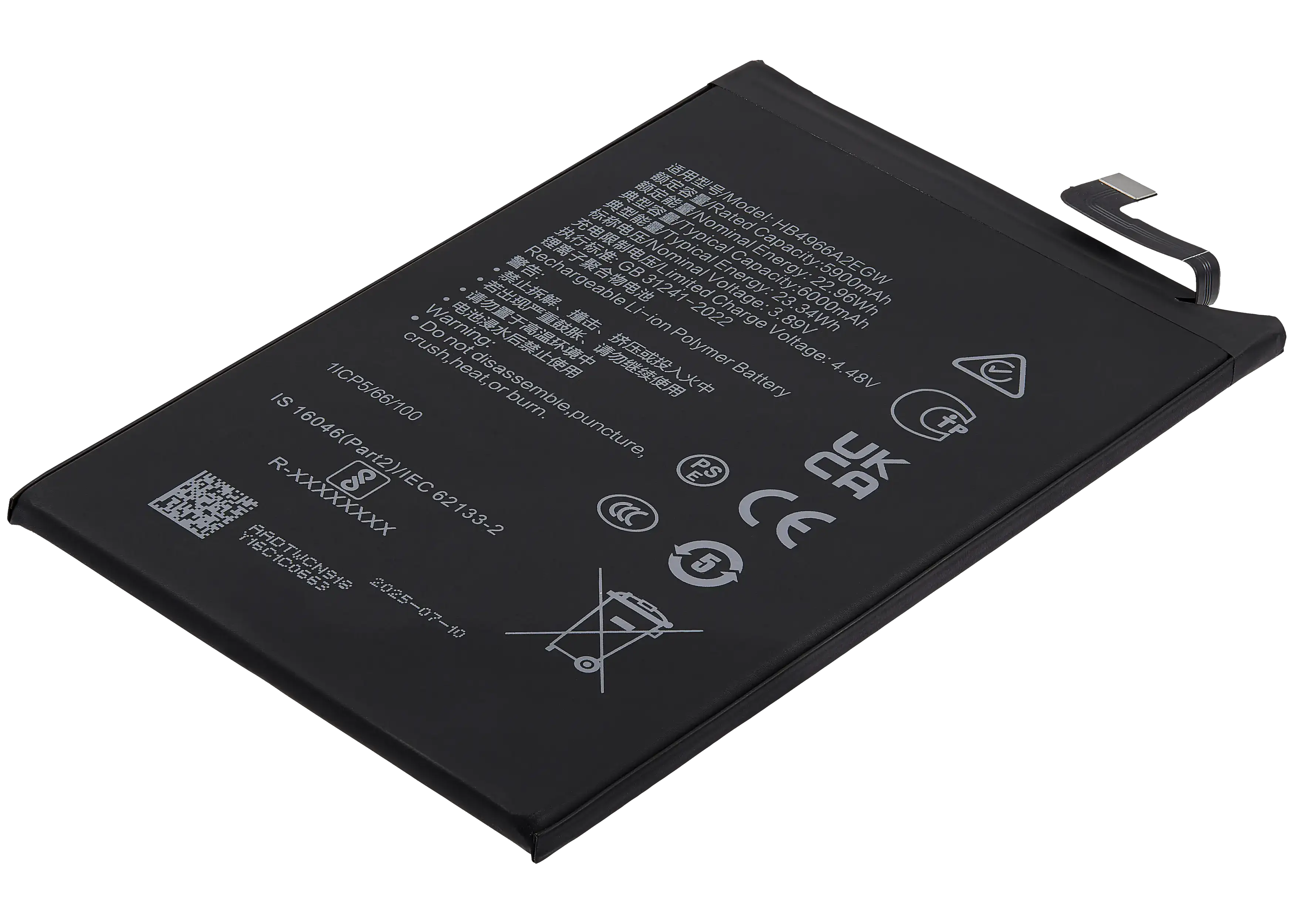 Replacement battery for Honor X7B / Play 8T / Play 50 Plus / Play 9T / Play 60 Plus (HB4966A2EGW)