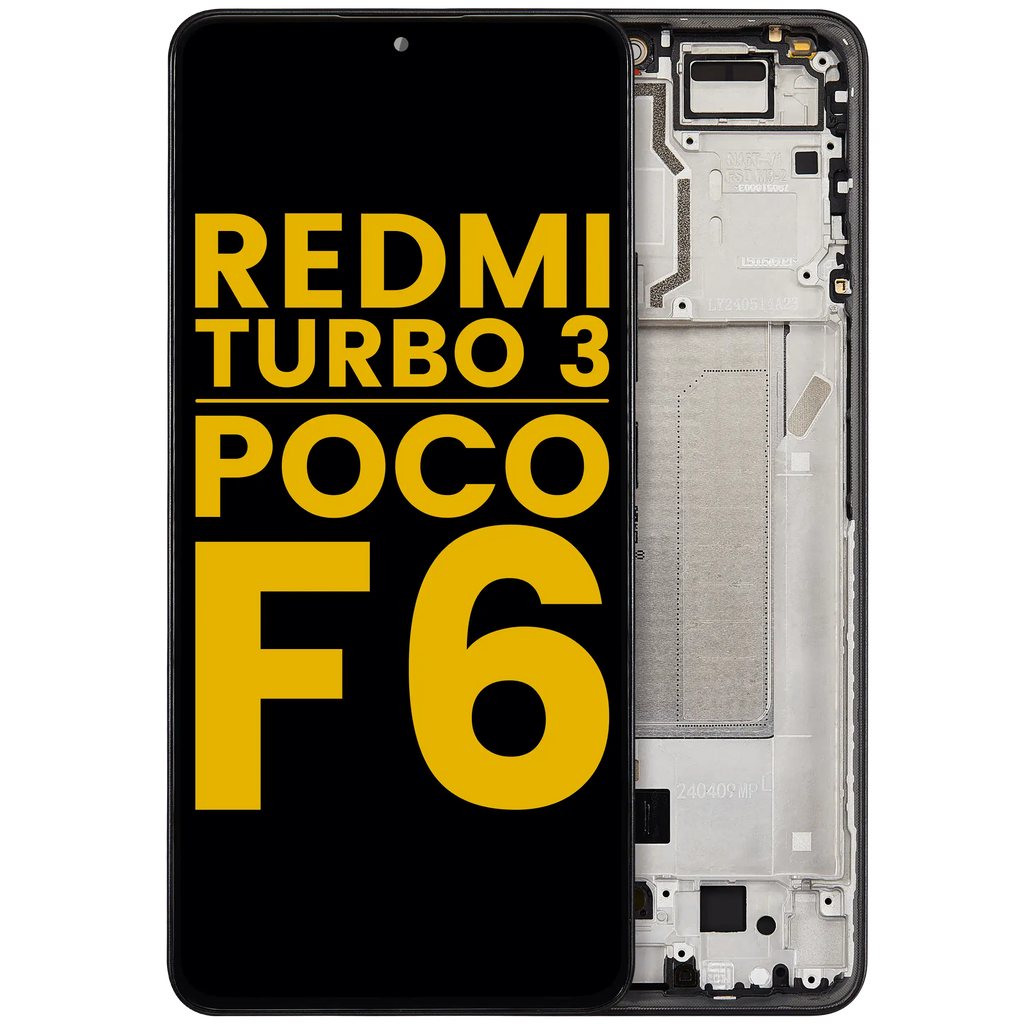 OLED Display with Frame for Xiaomi Redmi Turbo 3 / Xiaomi Poco F6 (Refurbished) (Black)
