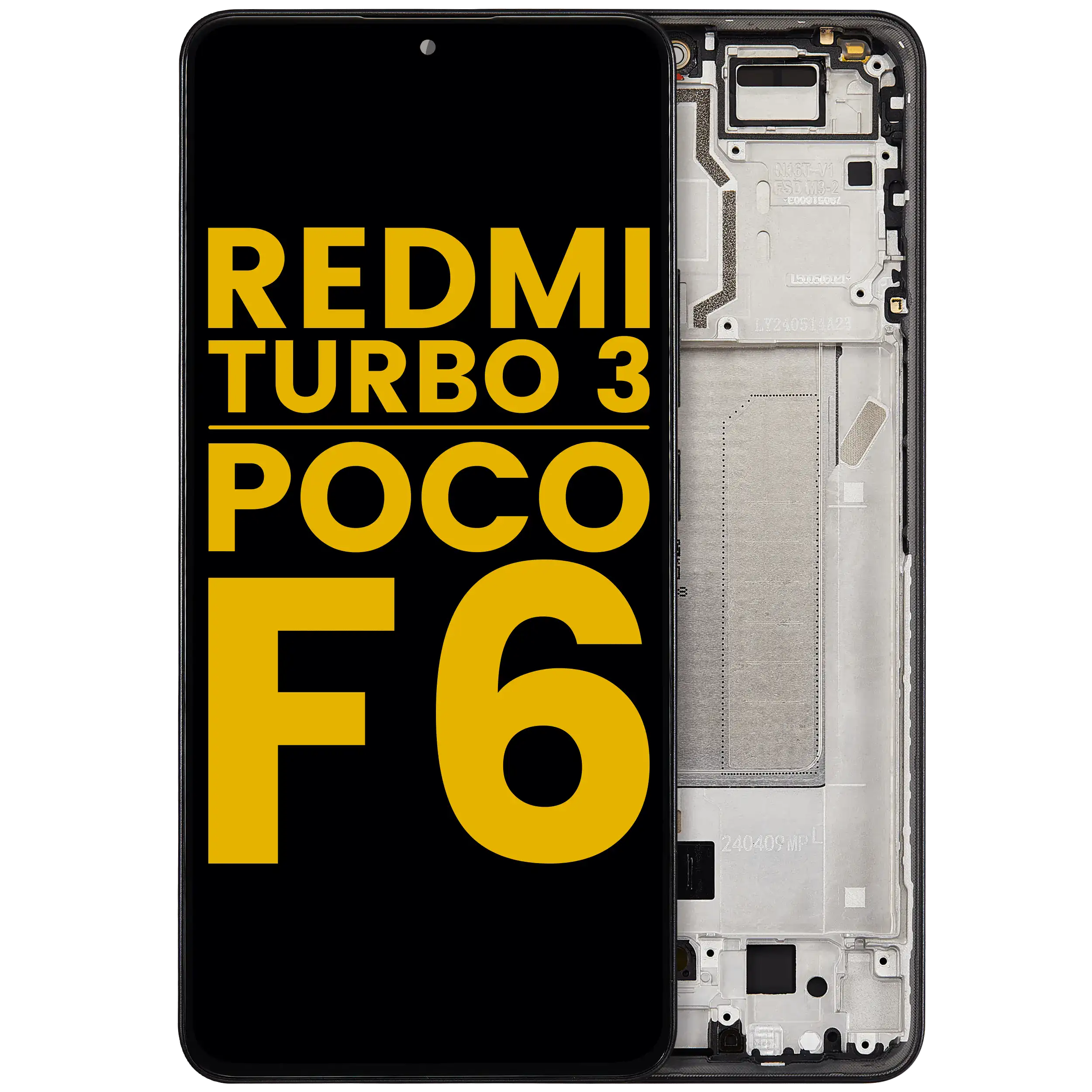 OLED Display with Frame for Xiaomi Redmi Turbo 3 / Xiaomi Poco F6 (Refurbished) (Black)