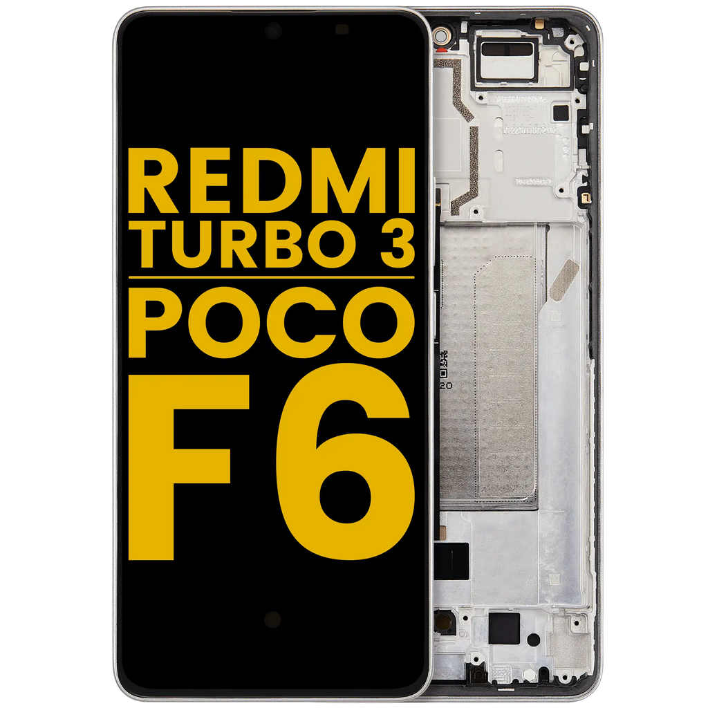 OLED Display with Frame for Xiaomi Redmi Turbo 3 / Xiaomi Poco F6 (Refurbished) (Titanium)