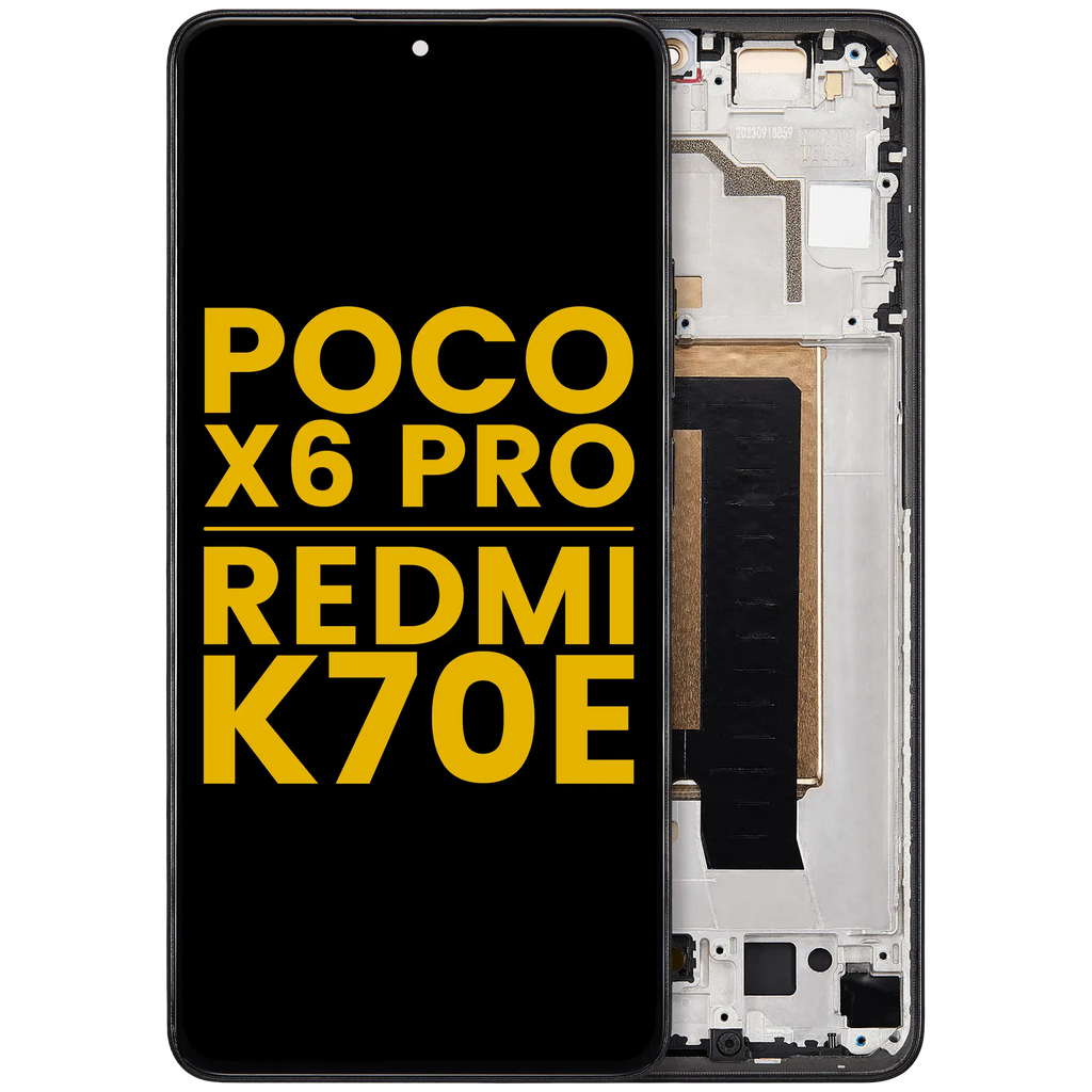 Complete OLED display with frame for Xiaomi Poco X6 Pro / Redmi K70E (Refurbished) (Black)