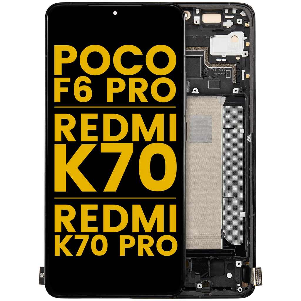 OLED Display with Frame for Xiaomi Poco F6 Pro / Redmi K70 / K70 Pro (Refurbished, Black)
