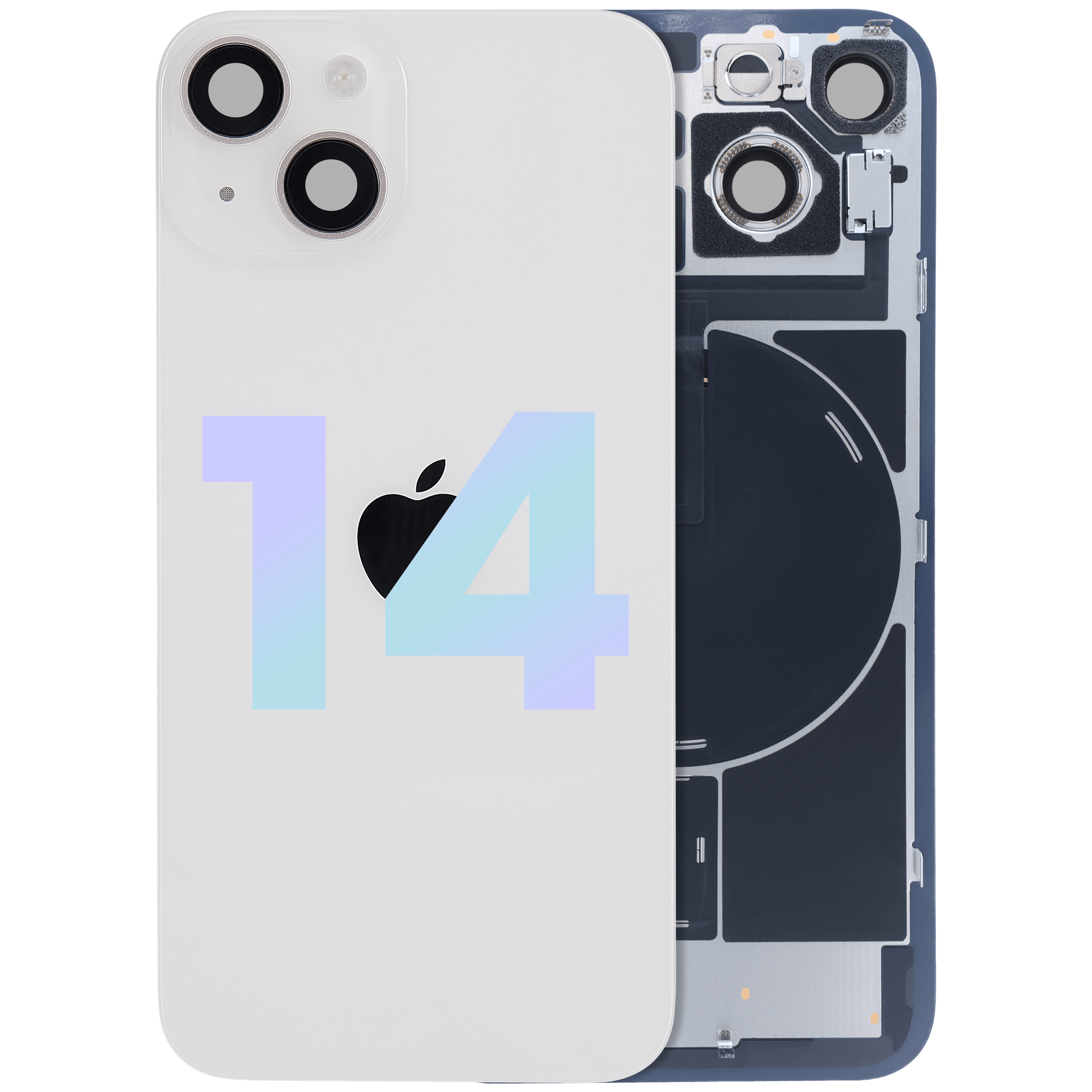Backcover mit MagSafe Magnet & NFC & Blitz-Flexkabel für iPhone 14 (Service Pack) (Starlight)
