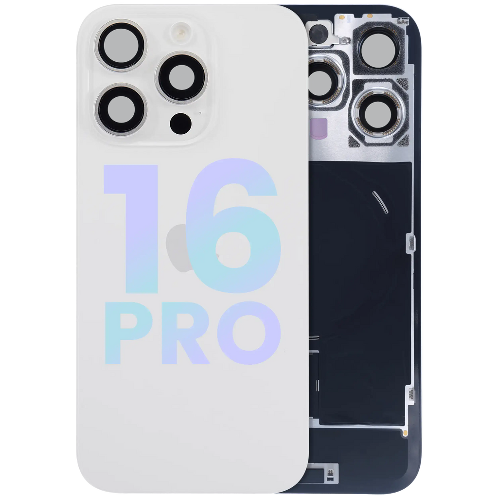 Back Cover with MagSafe Magnet, NFC & Flash Flex Cable for iPhone 16 Pro (Service Pack) (White Titanium)