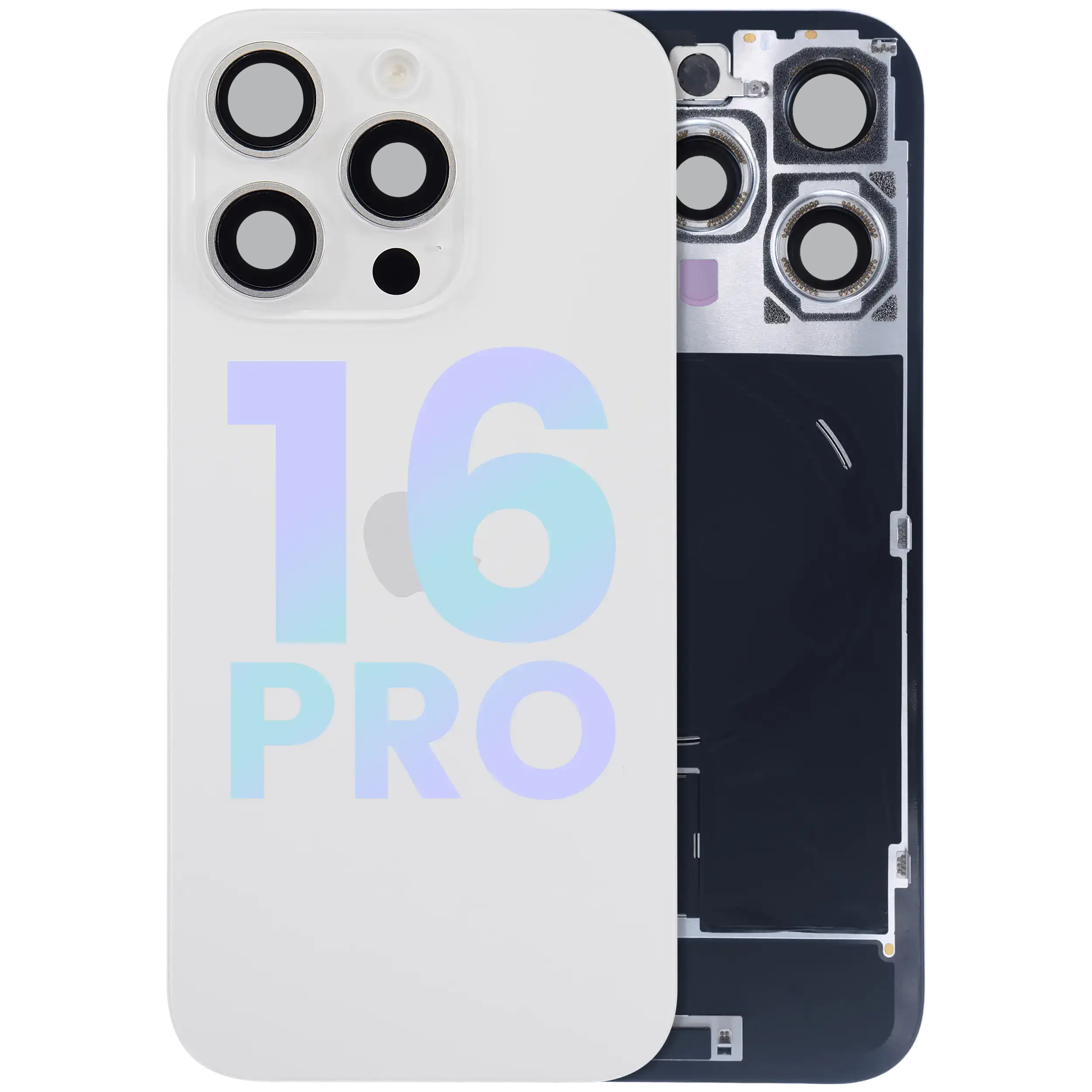 Back Cover with MagSafe Magnet, NFC & Flash Flex Cable for iPhone 16 Pro (Service Pack) (White Titanium)