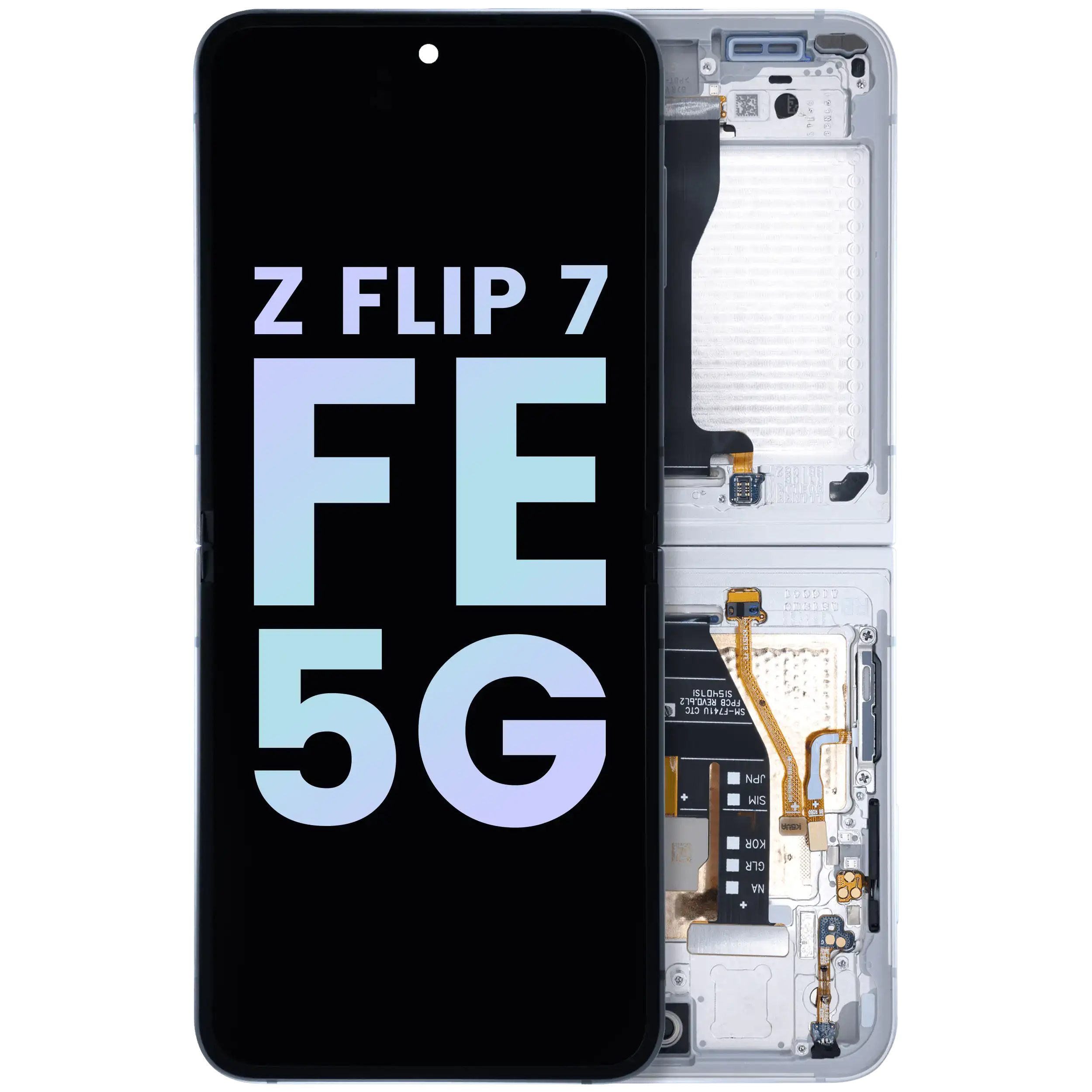 OLED-Display mit Rahmen für Samsung Z Flip 7 FE (Service Pack) Weiß