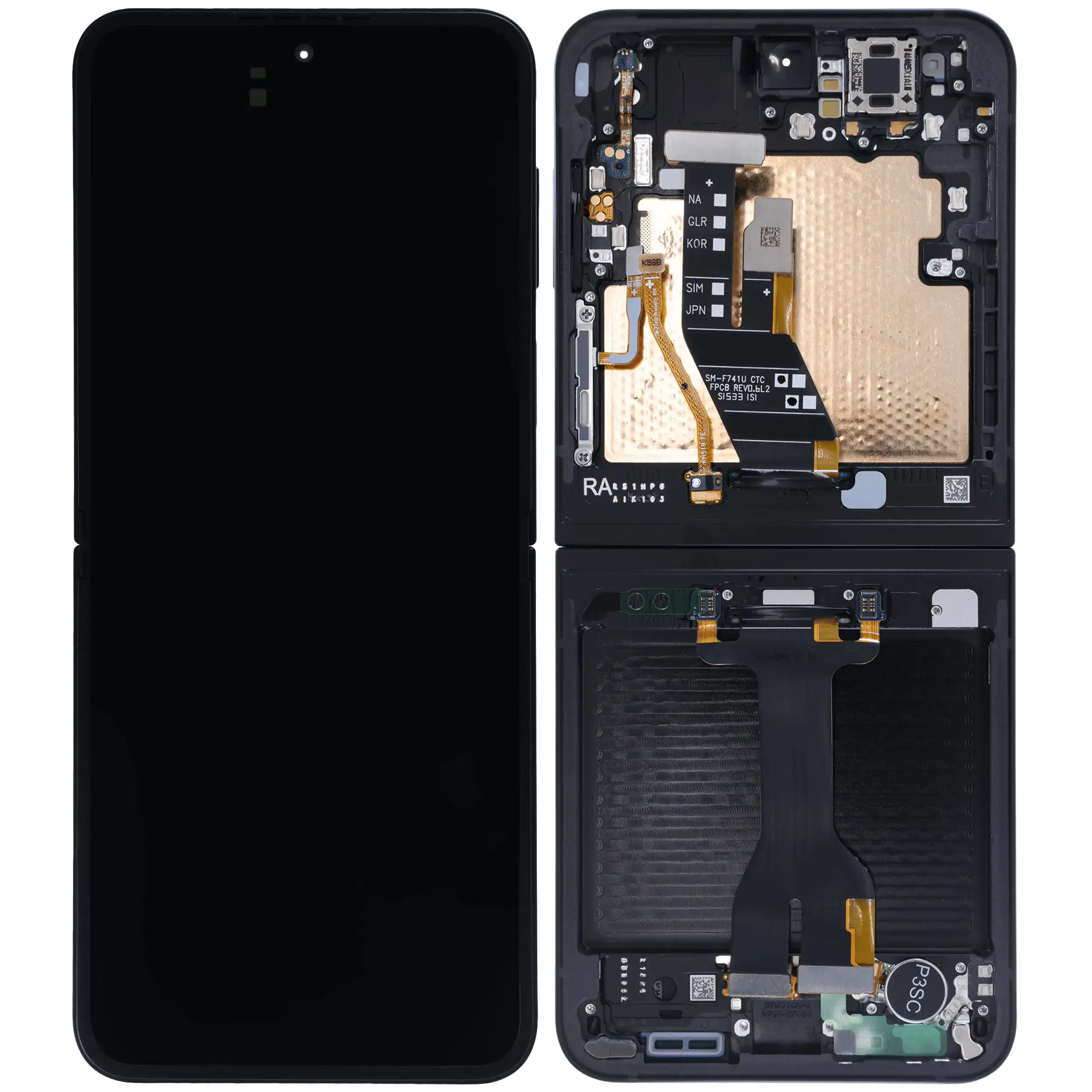 Internal OLED Display with Frame for Samsung Galaxy Z Flip 7 FE 5G (Service Pack) (Black)