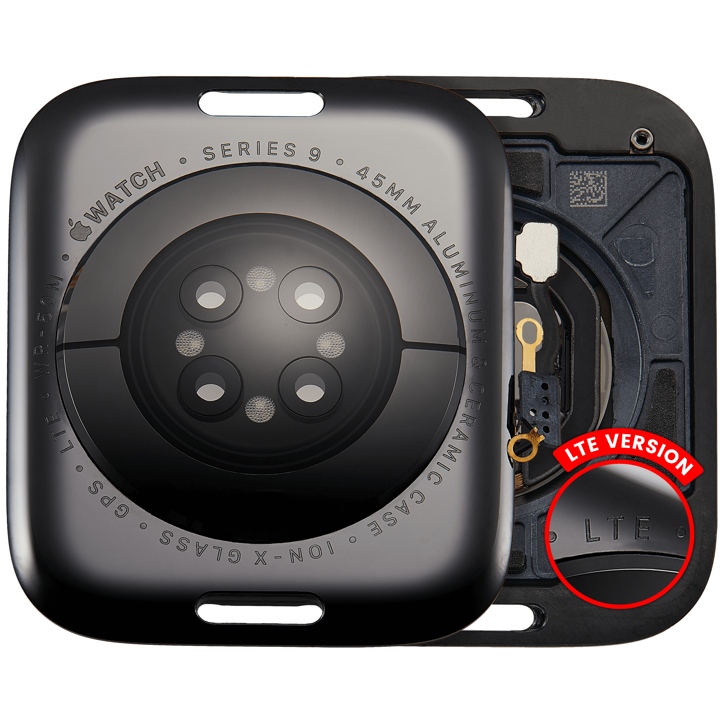 Back Cover for Apple Watch Series 9 (45mm) (LTE Version) (Aluminum, Space Black)