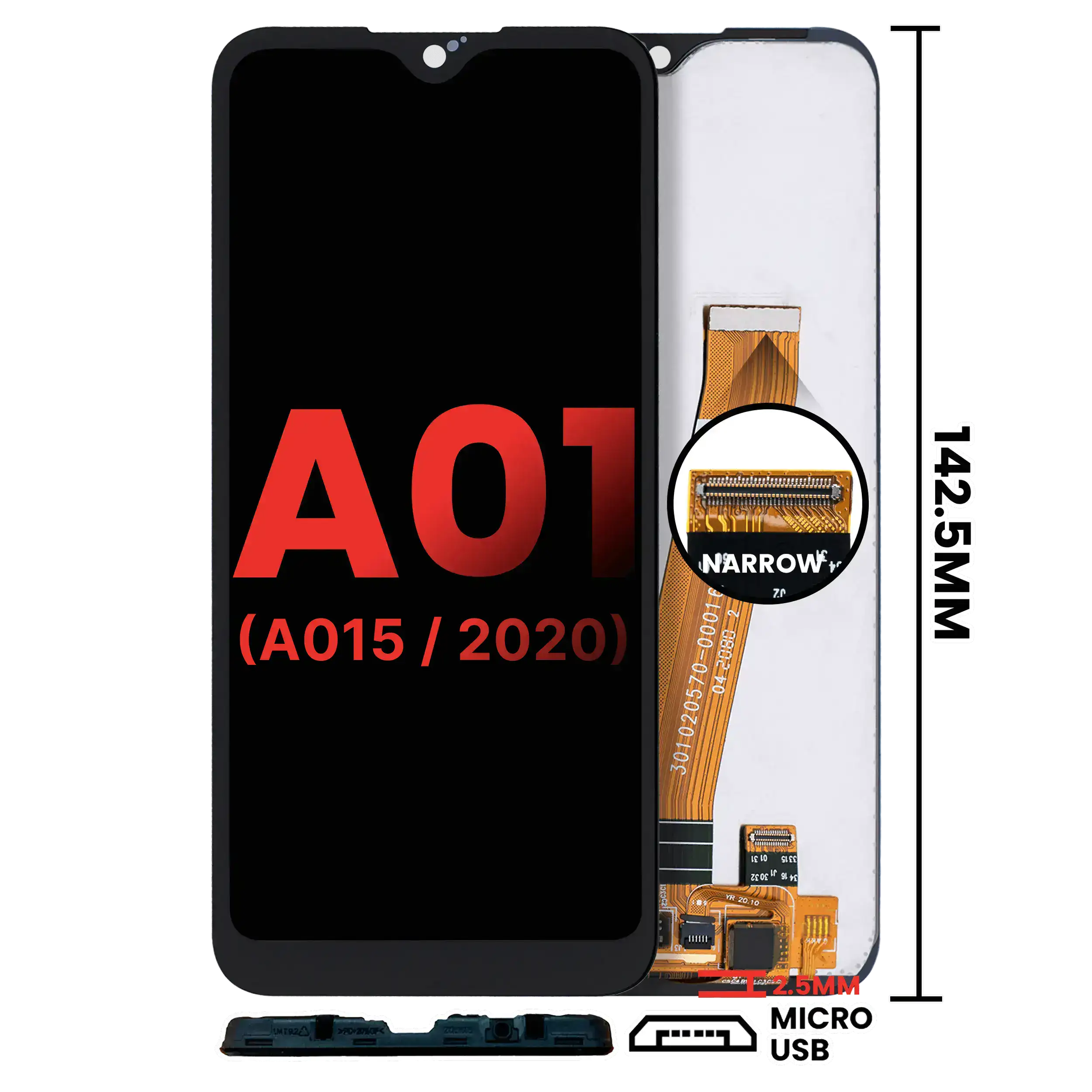 LCD-Display ohne Rahmen Samsung Galaxy A01 4G Micro USB Nachbau Plus alle Farben