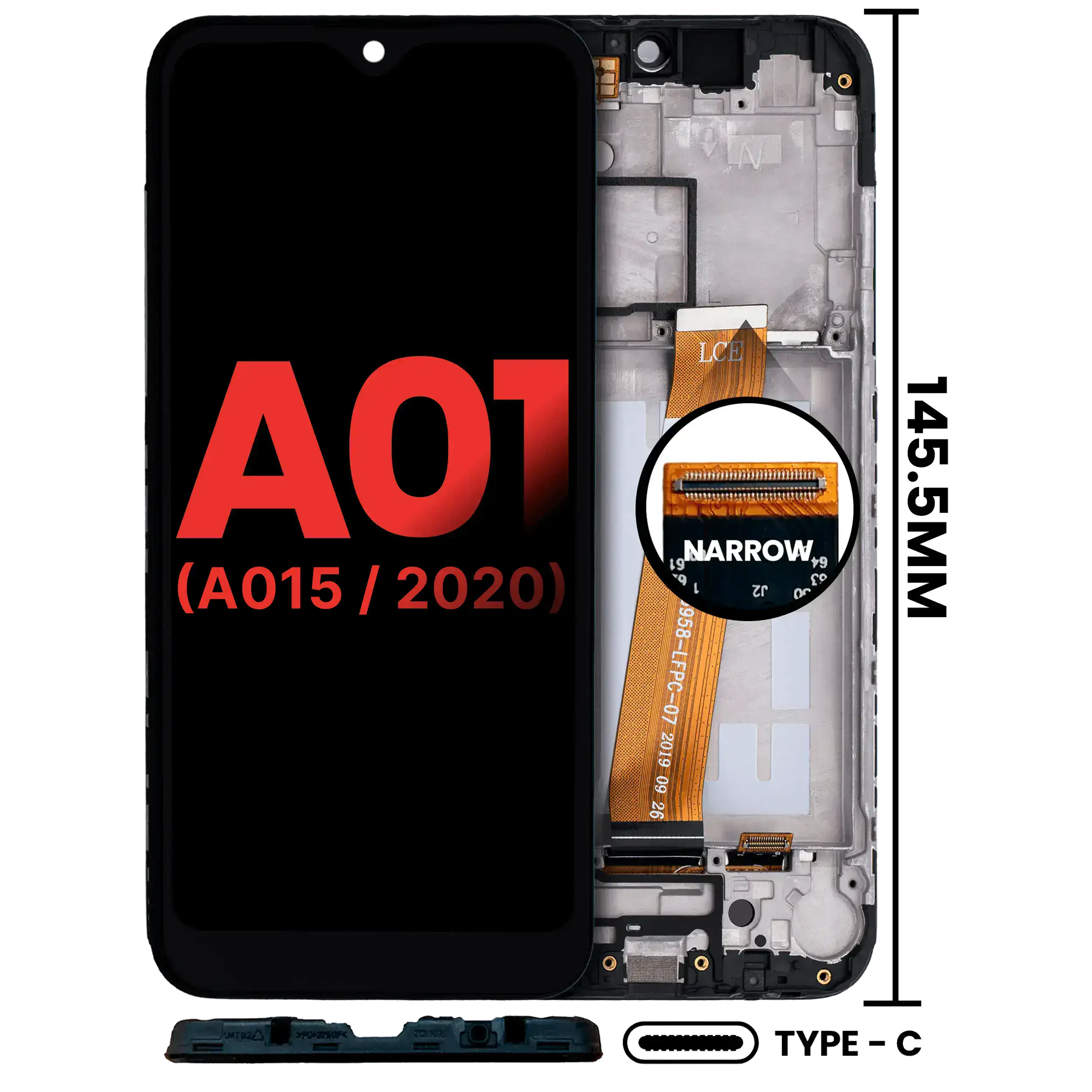 LCD Display with Frame for Samsung Galaxy A01 4G (A015 / 2020) (US Model) (TYPE-C Frame) (Aftermarket Plus) (All Colors)