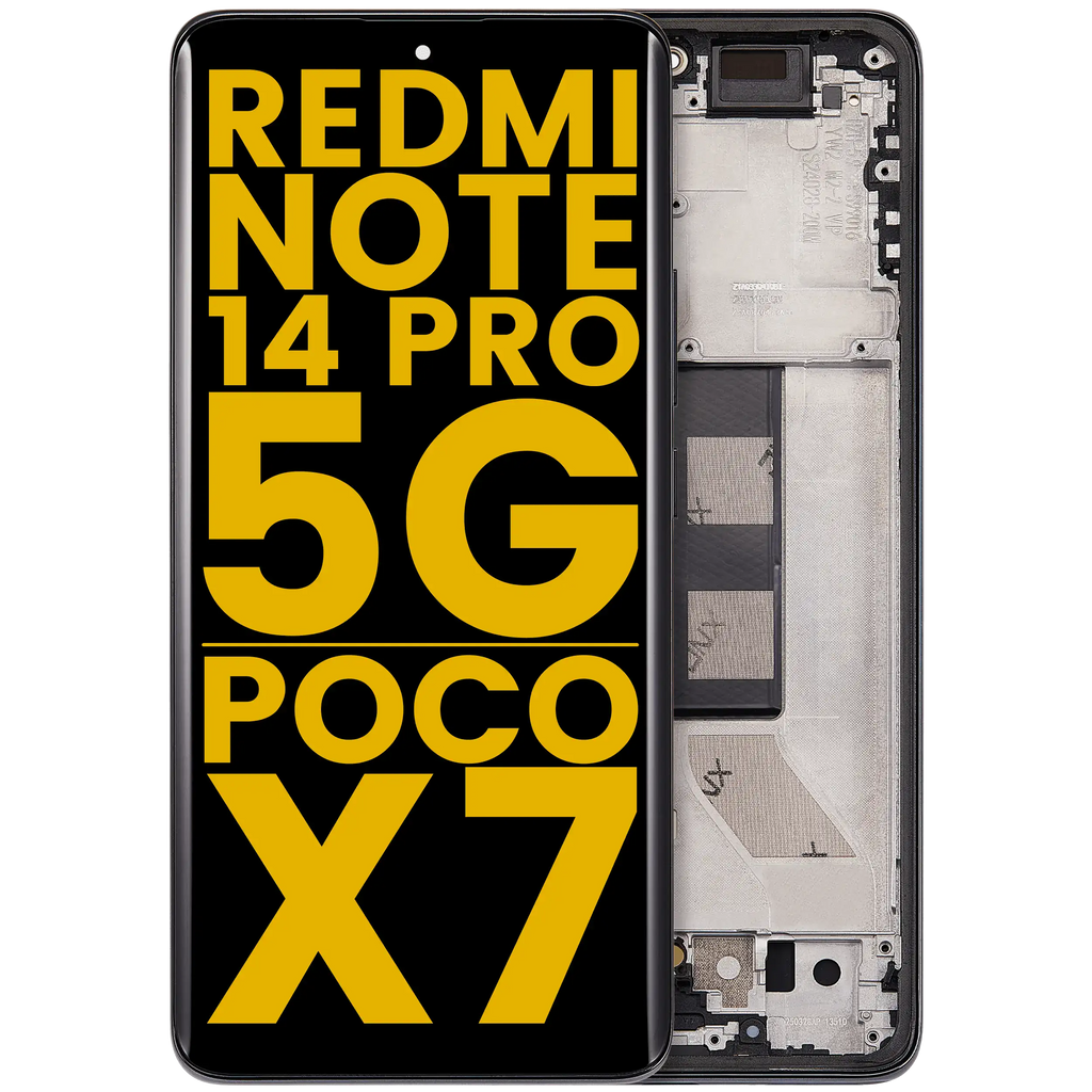 OLED Display with Frame for Xiaomi Redmi Note 14 Pro 5G / Xiaomi Poco X7 (Refurbished) (Midnight Black)