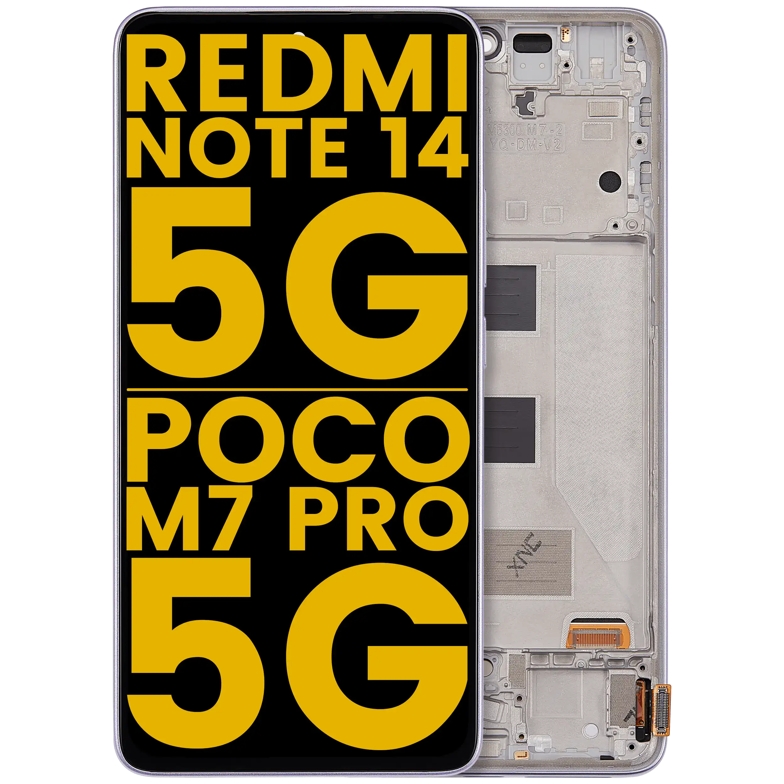 OLED-Display mit Rahmen für Redmi Note 14 5G/Poco M7 Pro 5G Refurbished Lila