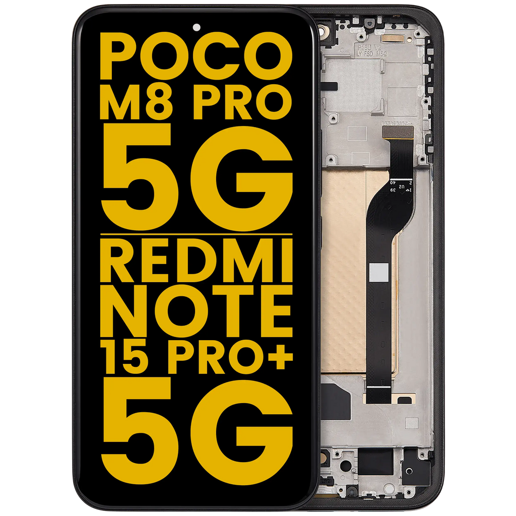 OLED-Display mit Rahmen für Xiaomi Poco M8 Pro/Redmi Note 15 Pro+ Refurb Schwarz