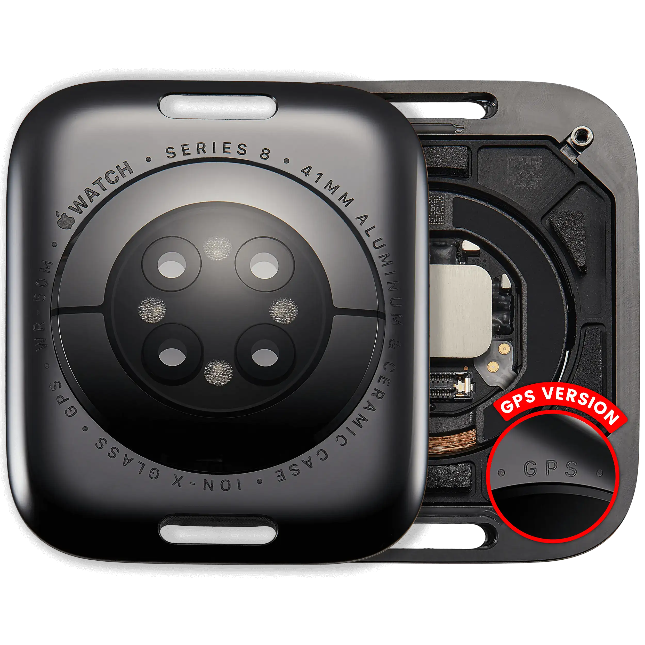 Back Cover for Apple Watch Series 8 (41mm) (GPS Version) (Aluminum / Space Black)