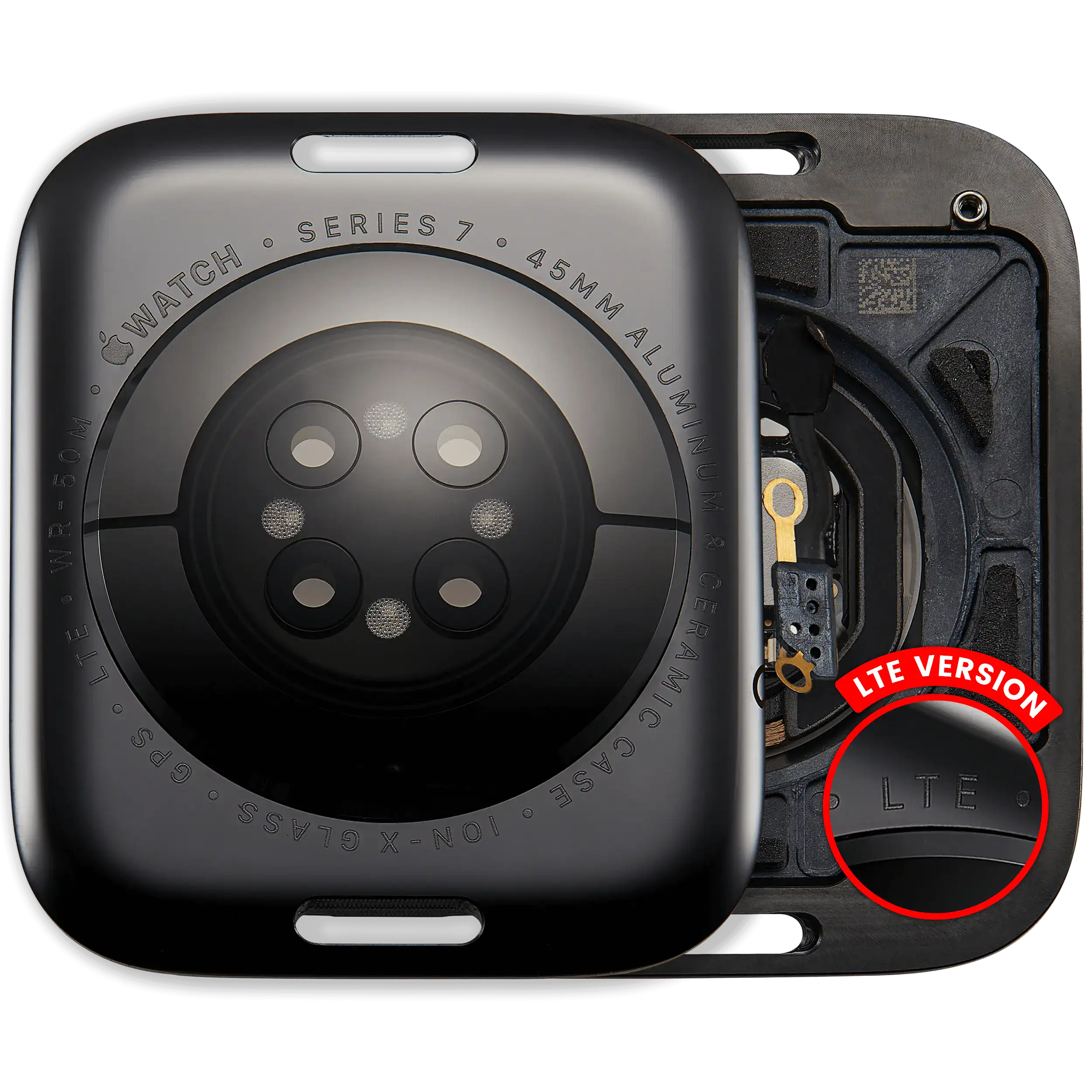 Back cover for Apple Watch Series 7 (45mm) (LTE Version) (Aluminum, Space Black)