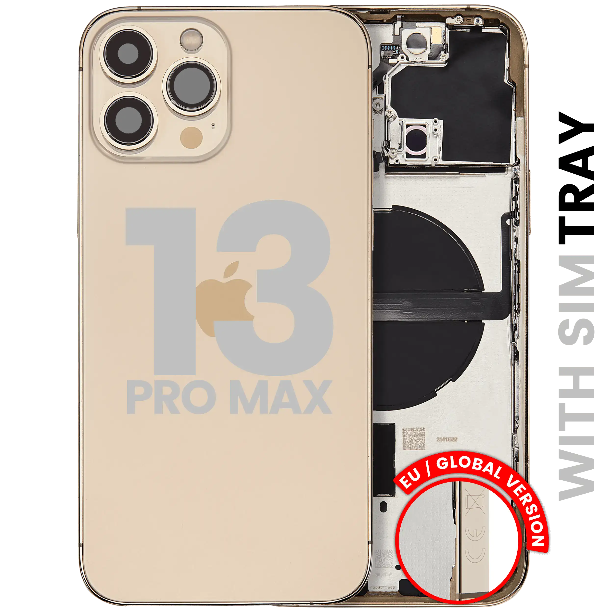Rear Housing with Small Parts for iPhone 13 Pro Max (EU / Global Version) (used OEM removed, C Quality) (Gold)