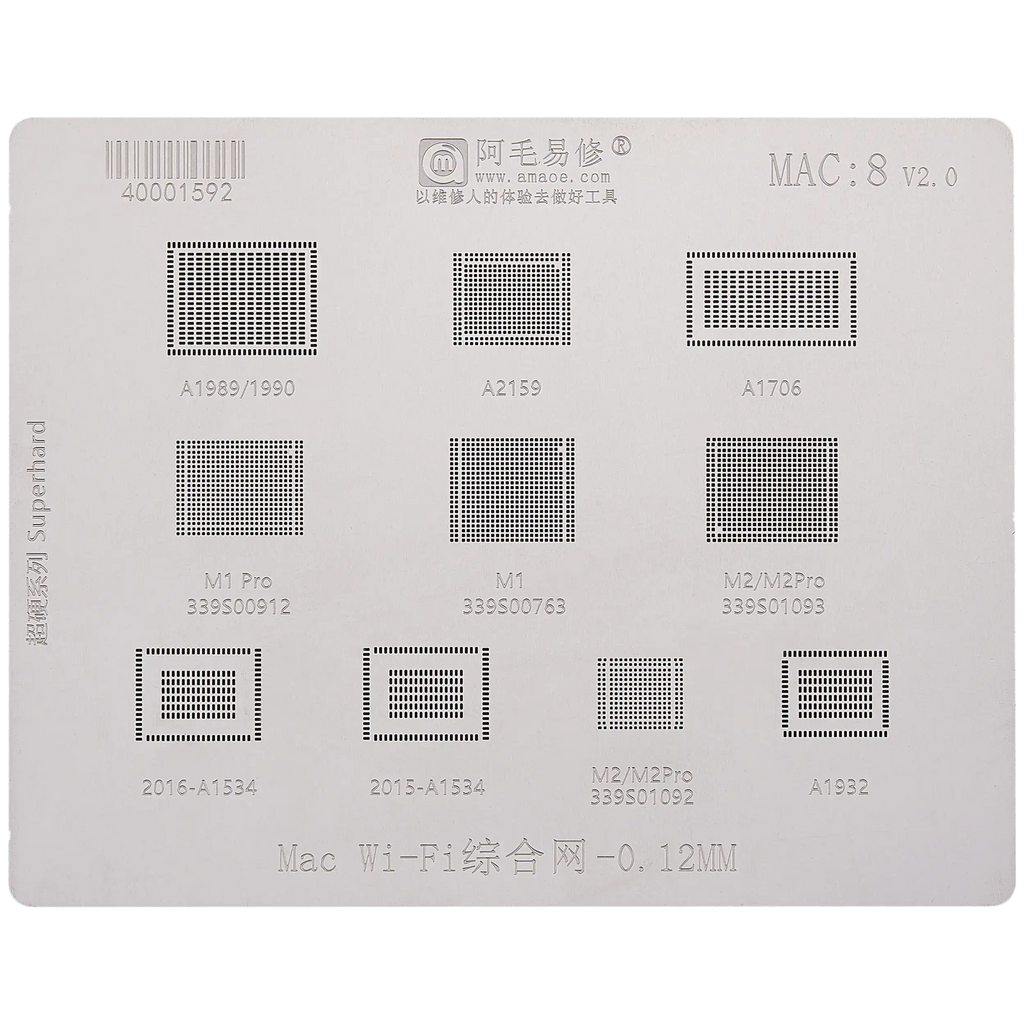 WiFi Stencil for MacBook (A1989 / A1990 / A2159 / A1706 / A1534, 2015-2016 / A1932) (MAC 8)