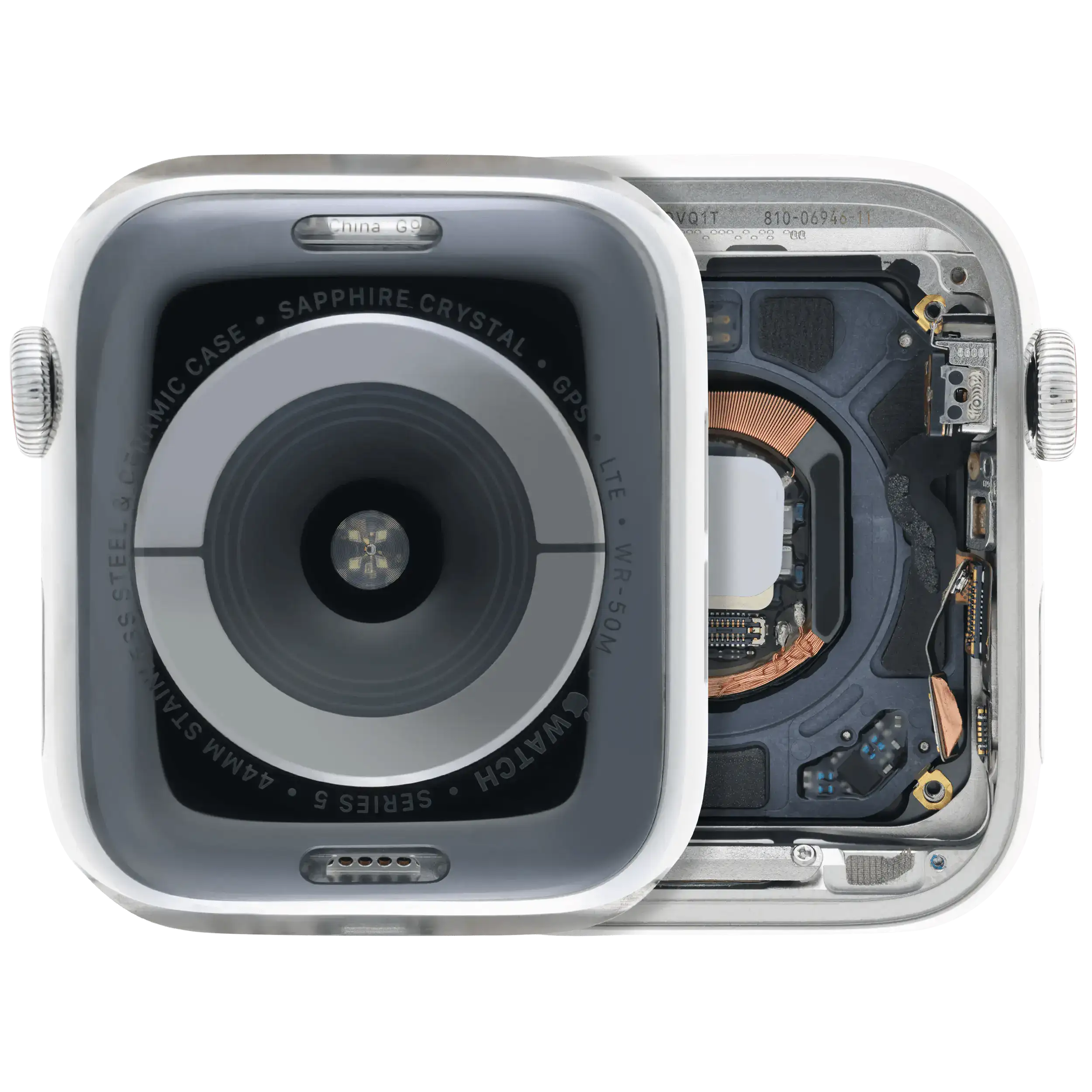 Housing for Apple Watch Series 5 (44MM) - used OEM removal, Quality A - Stainless Steel/Silver